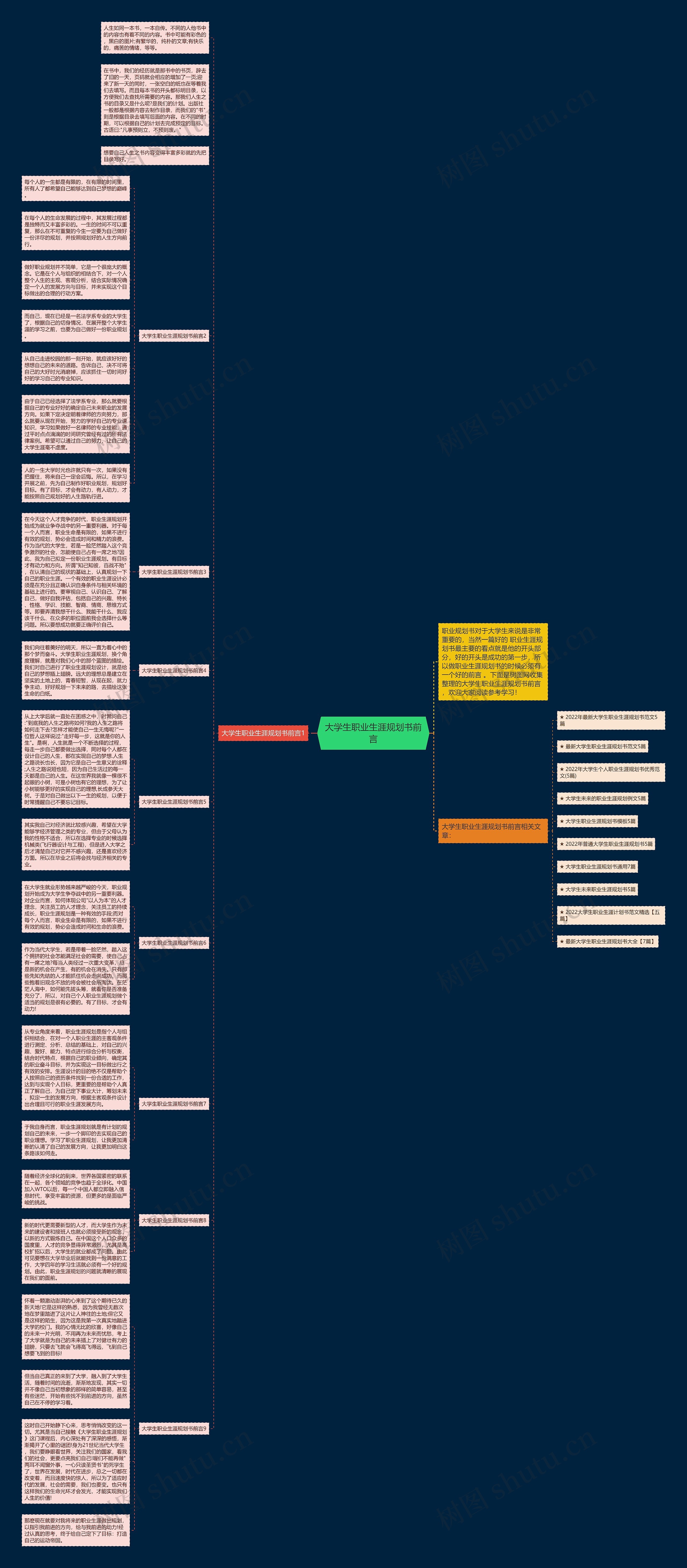大学生职业生涯规划书前言思维导图