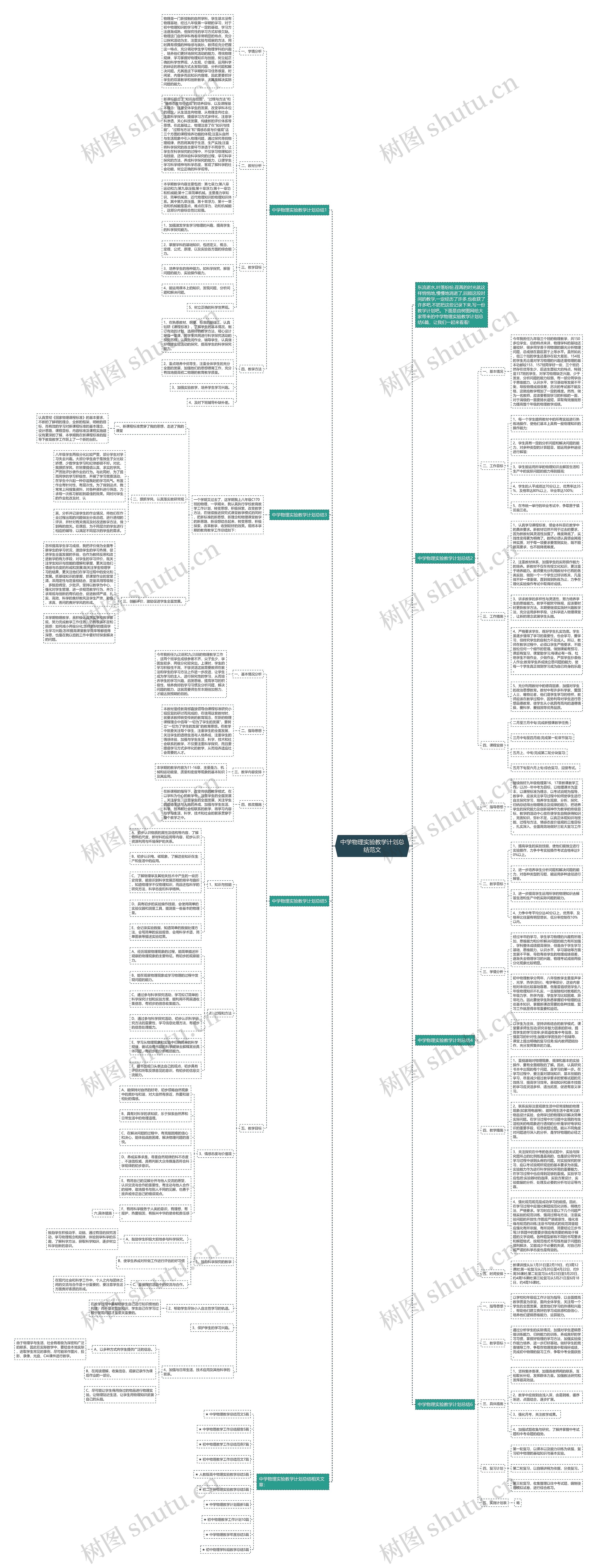 中学物理实验教学计划总结范文思维导图