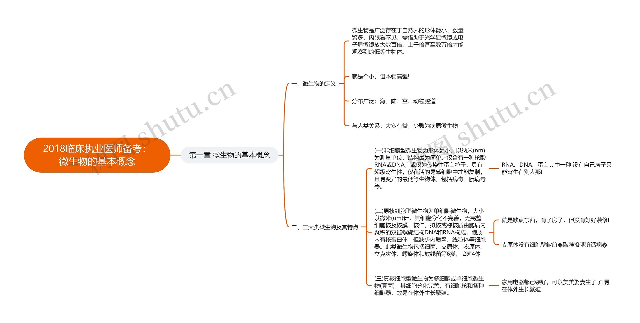 2018临床执业医师备考：微生物的基本概念思维导图