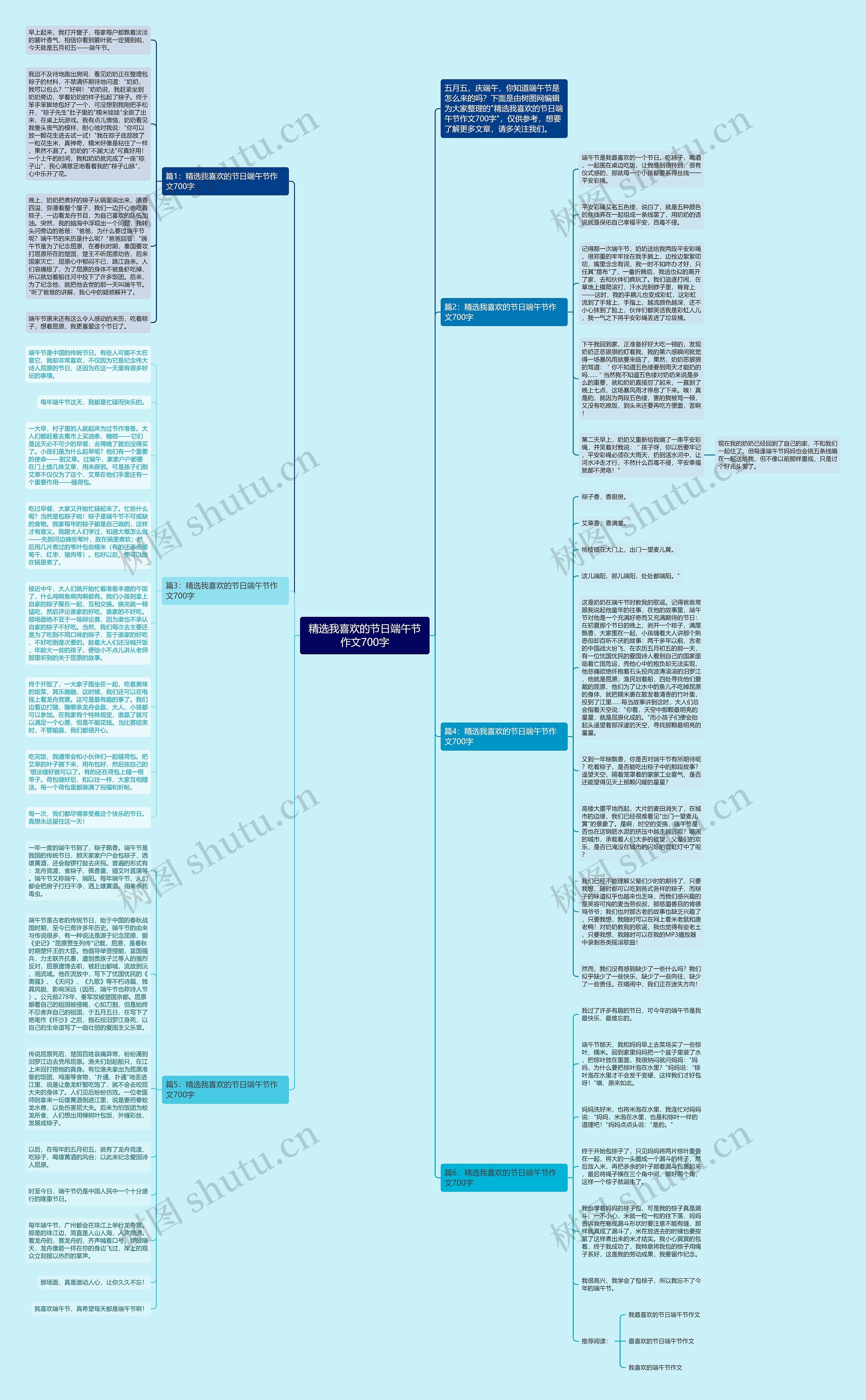 精选我喜欢的节日端午节作文700字思维导图