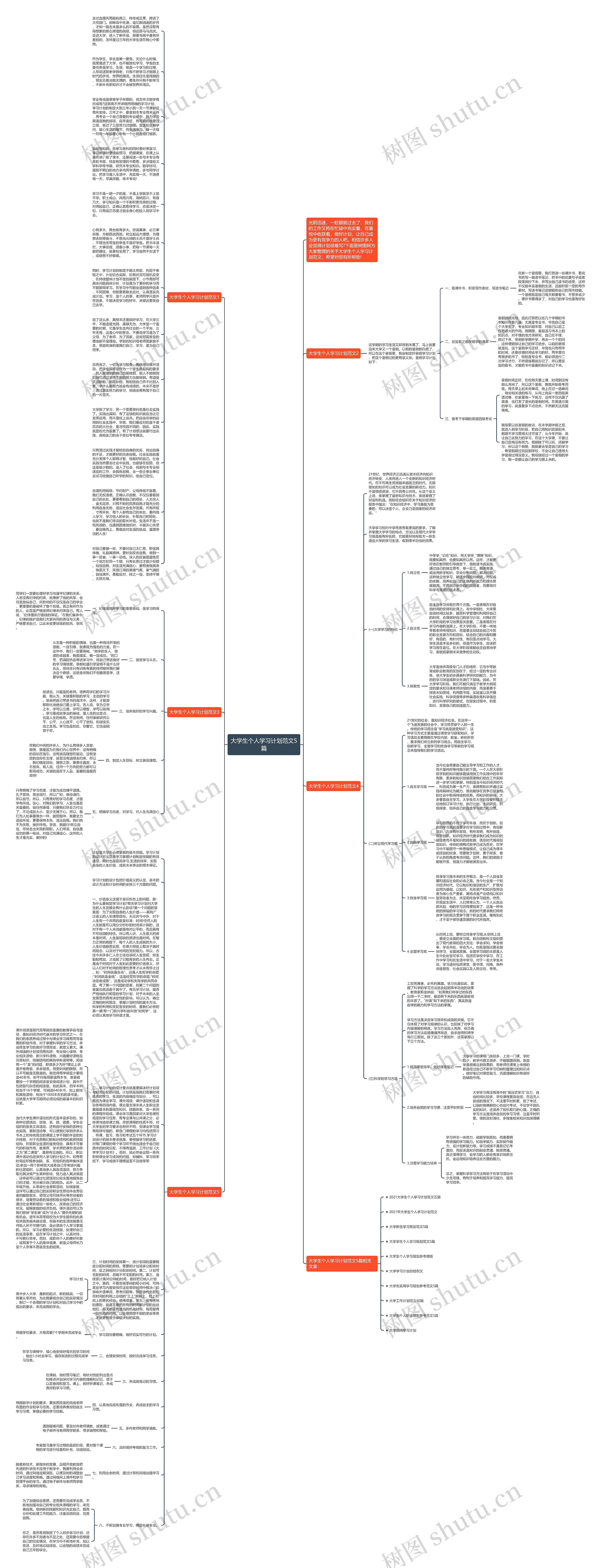 大学生个人学习计划范文5篇思维导图