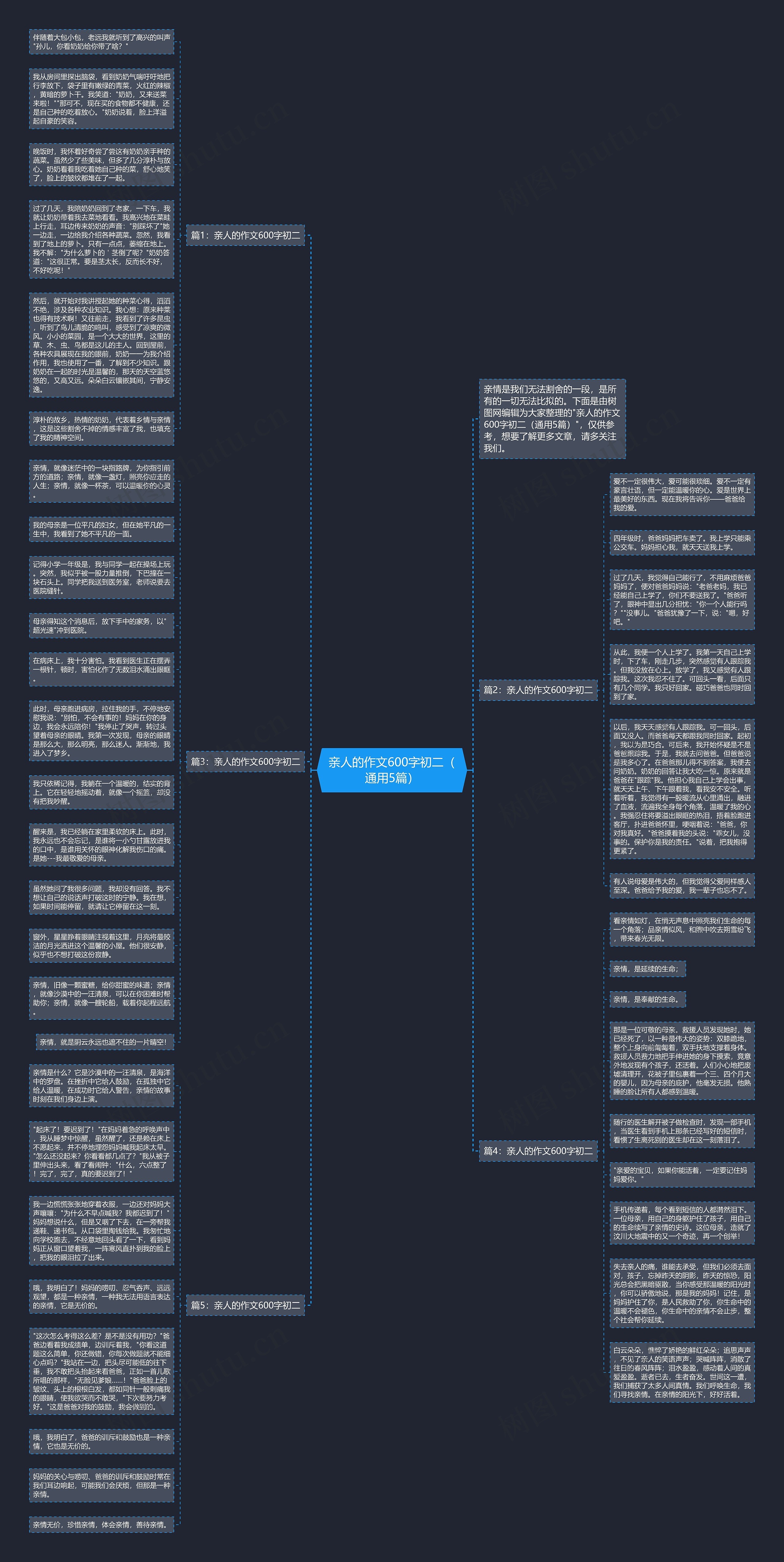 亲人的作文600字初二（通用5篇）思维导图