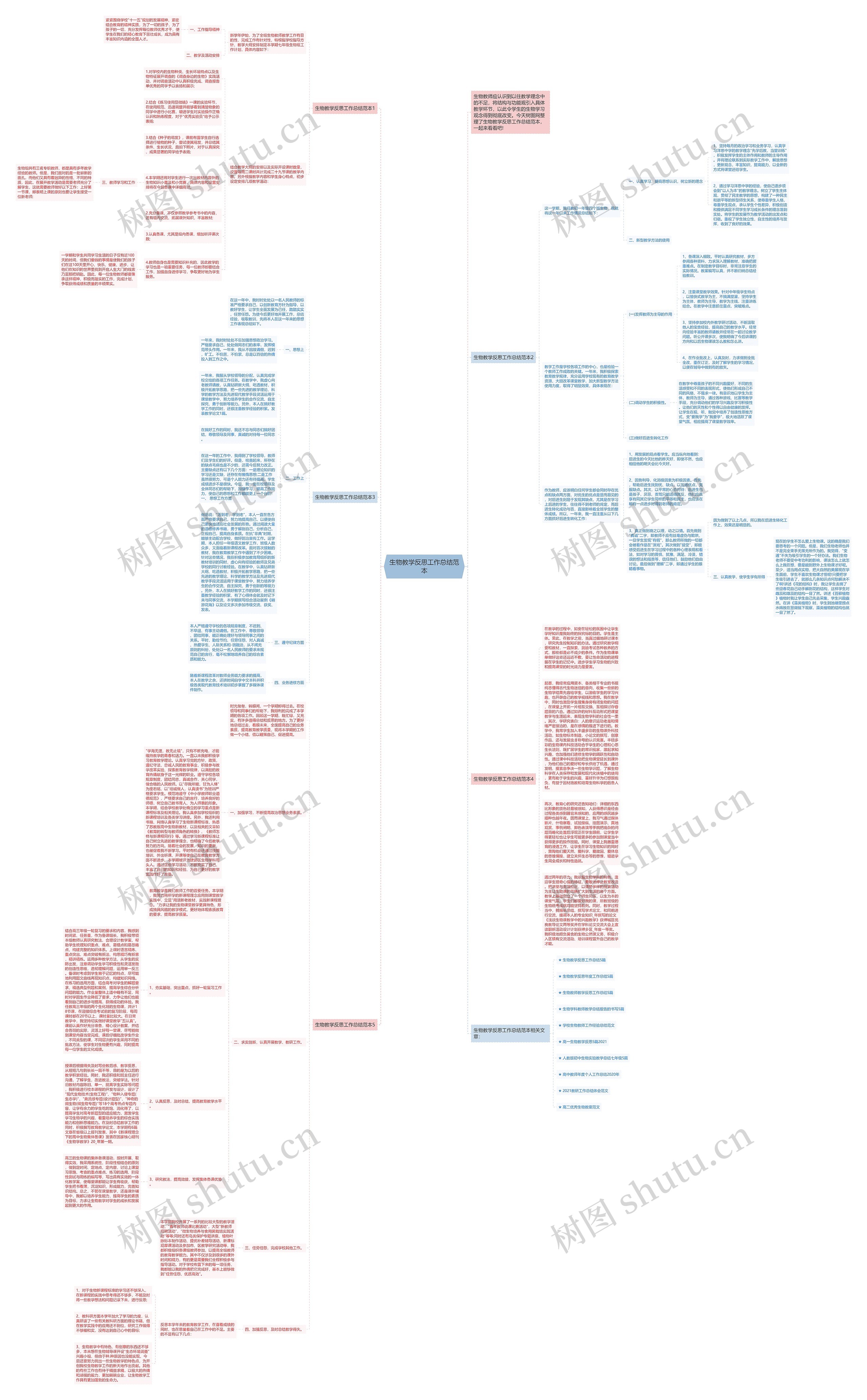 生物教学反思工作总结范本思维导图