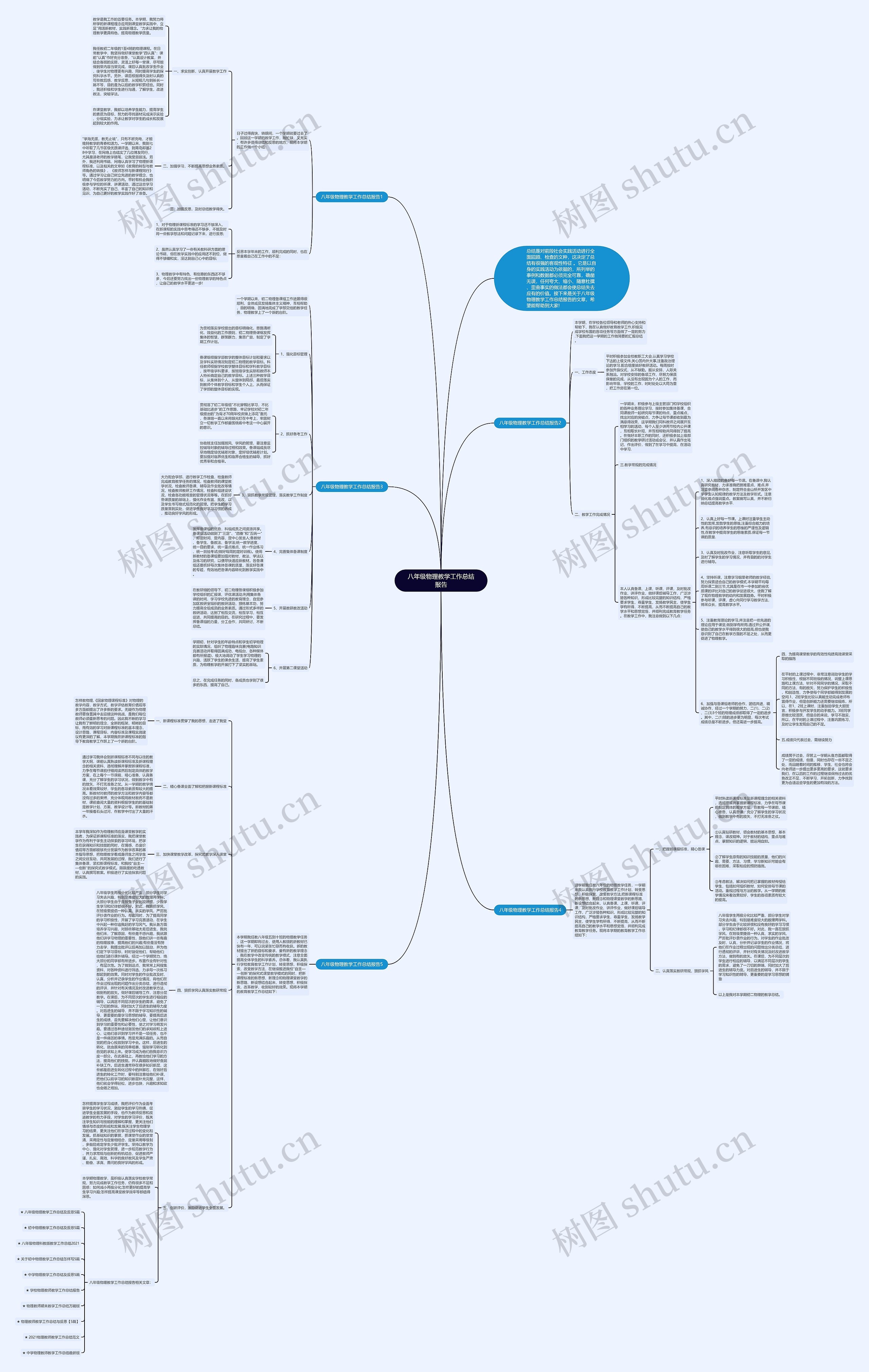 八年级物理教学工作总结报告思维导图