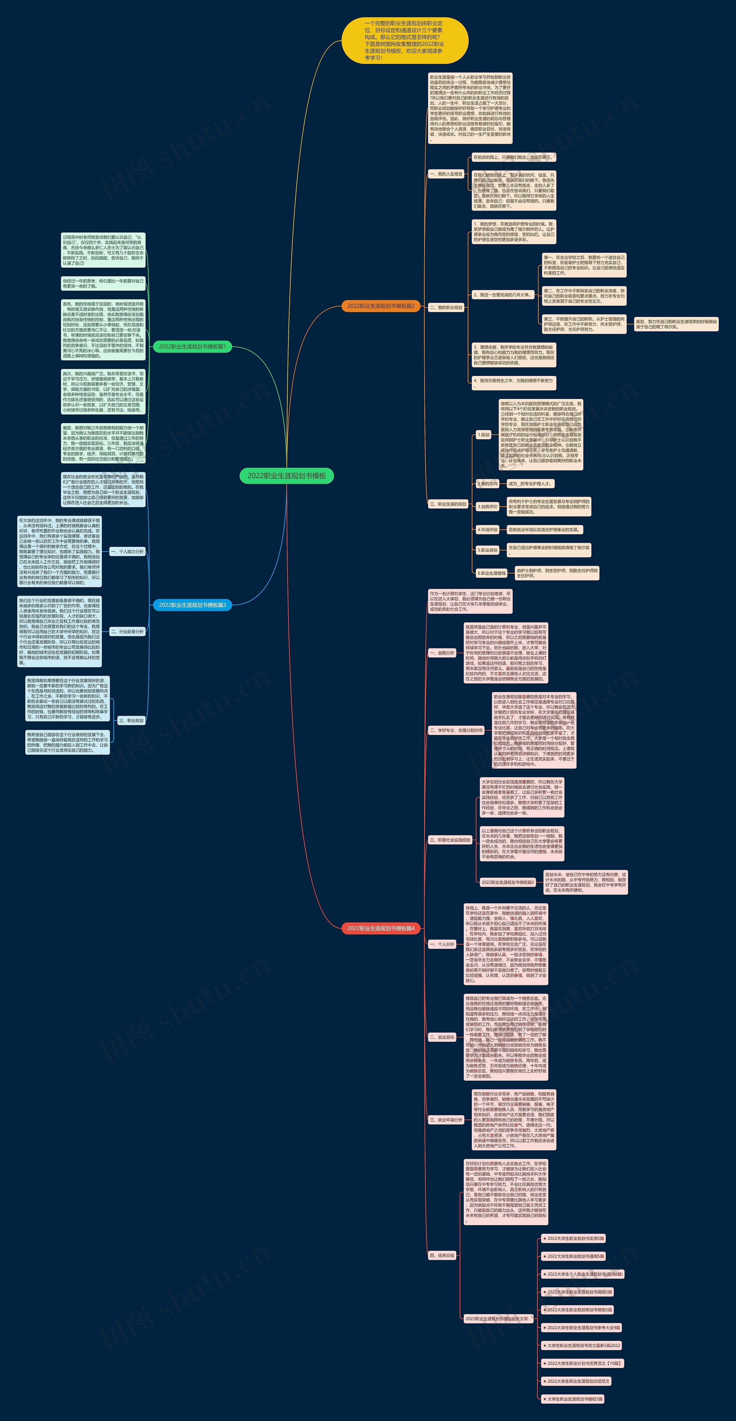 2022职业生涯规划书思维导图