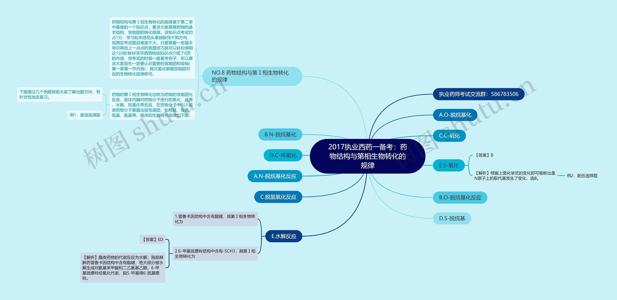 2017执业西药一备考：药物结构与第相生物转化的规律思维导图