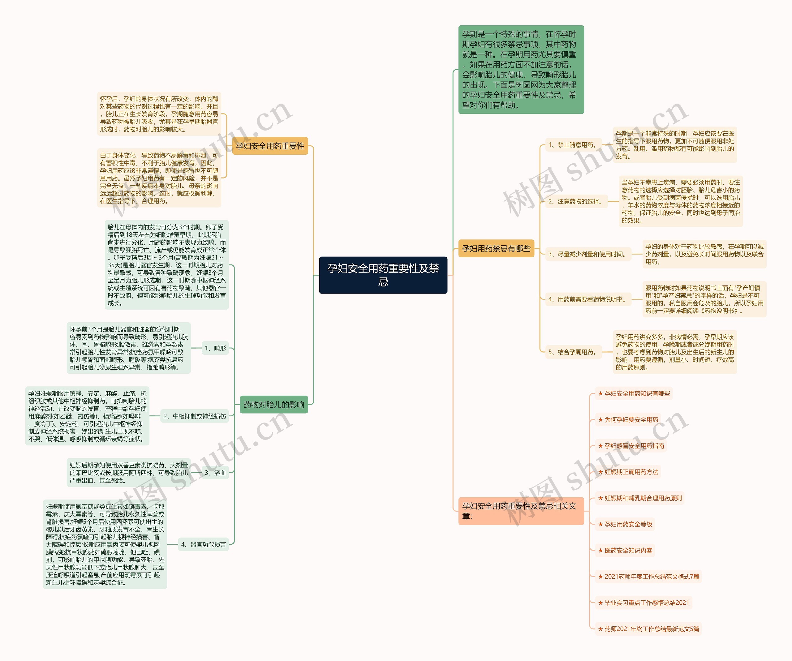 孕妇安全用药重要性及禁忌思维导图