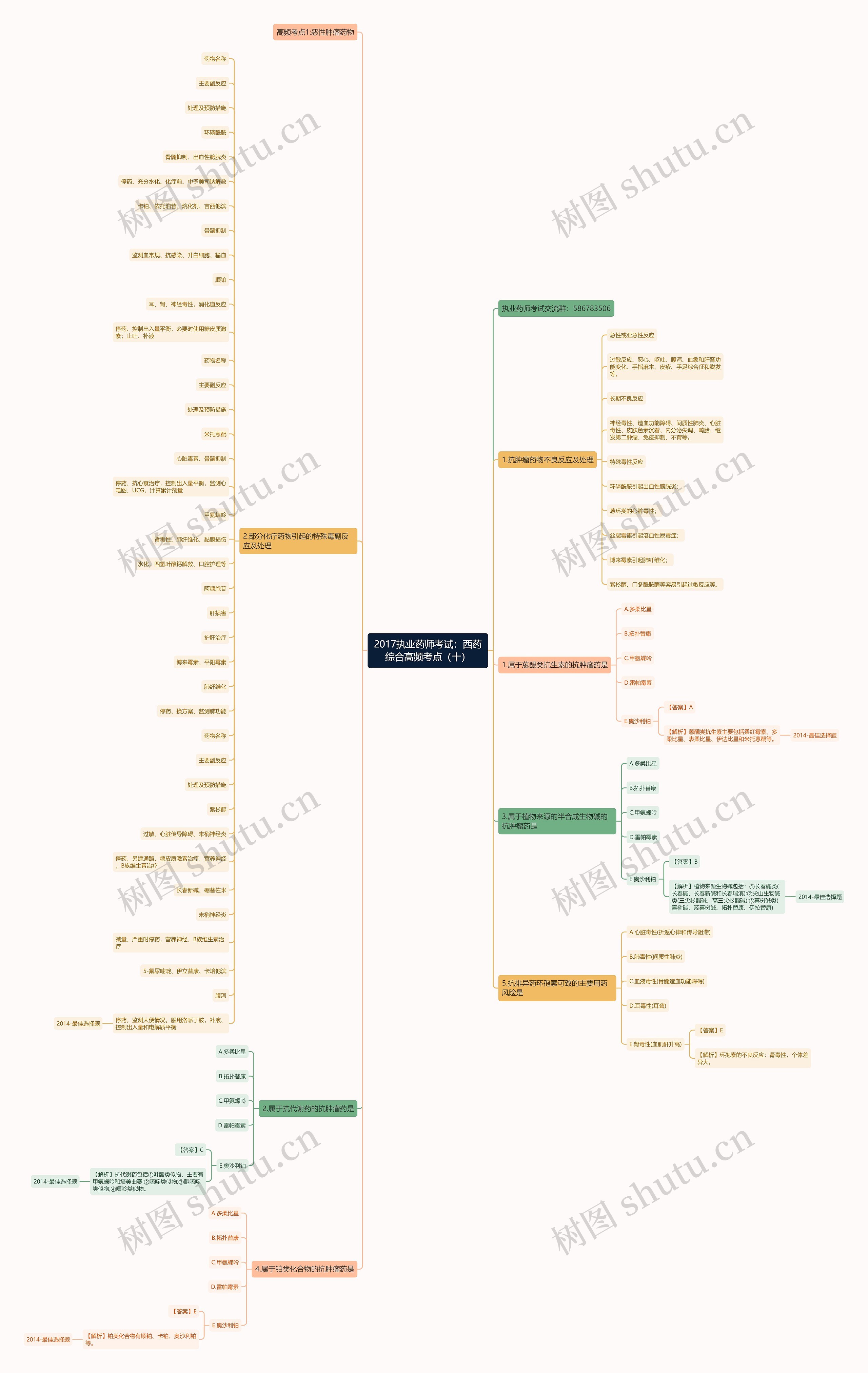 2017执业药师考试：西药综合高频考点（十）思维导图