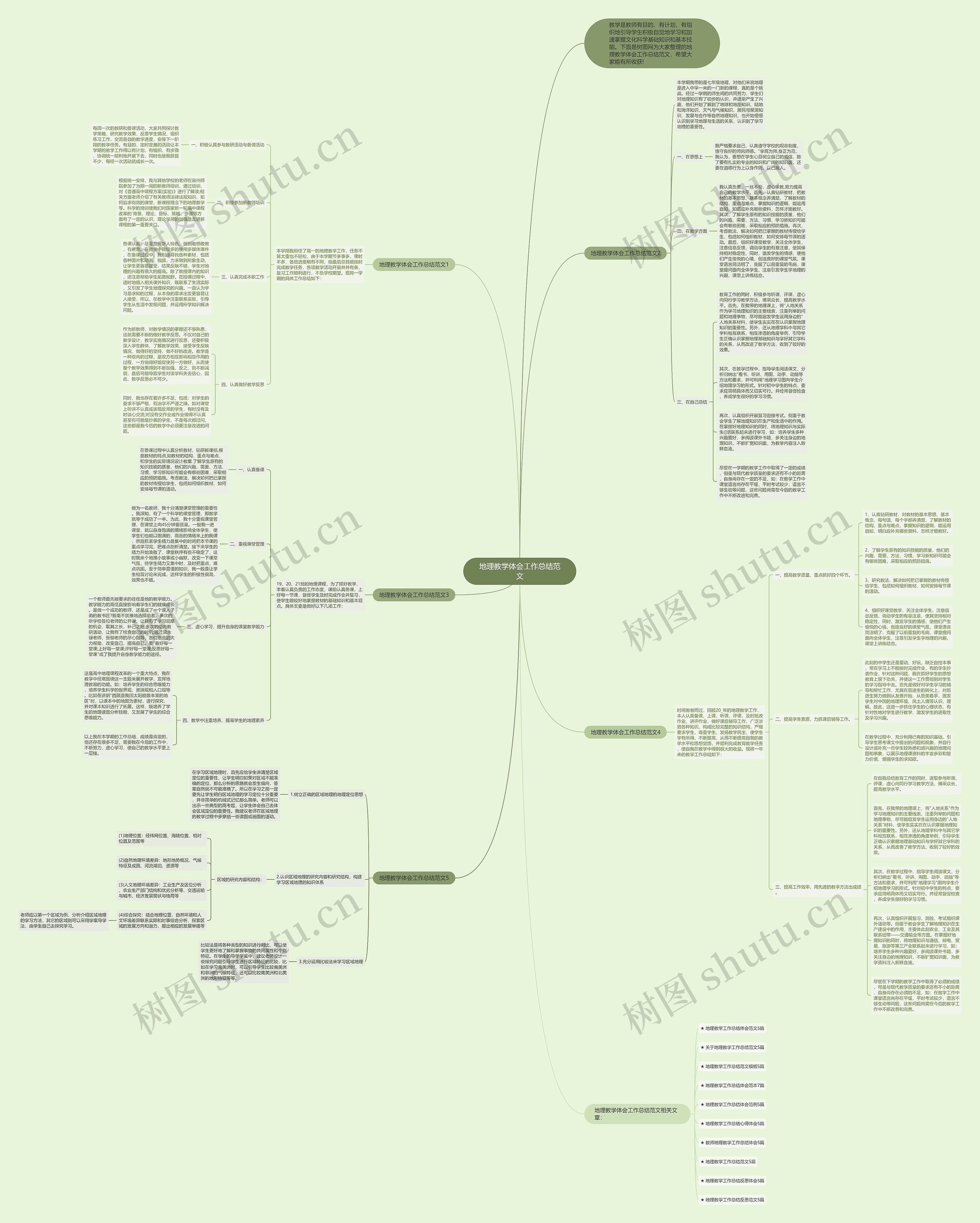地理教学体会工作总结范文思维导图