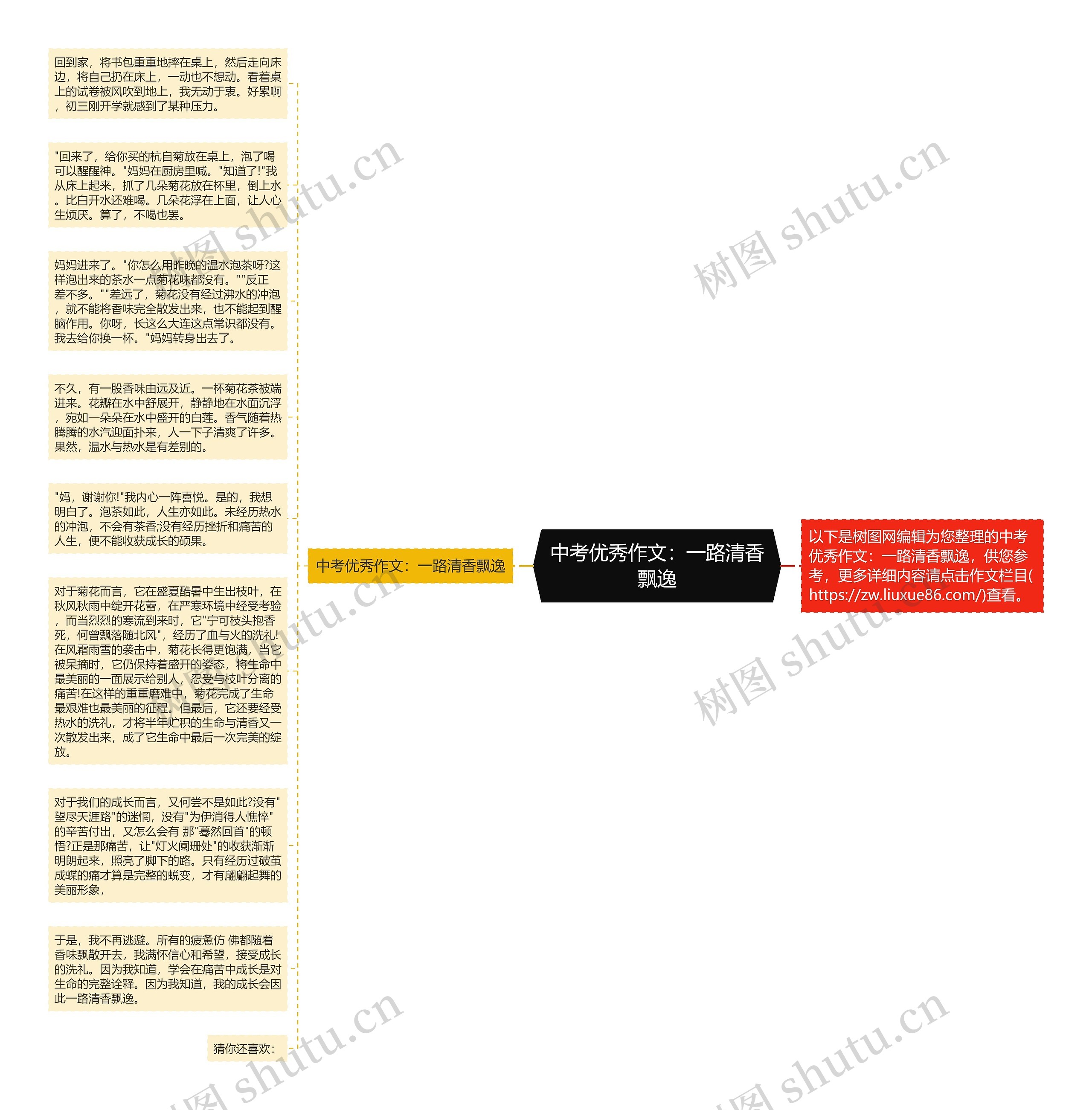 中考优秀作文：一路清香飘逸思维导图