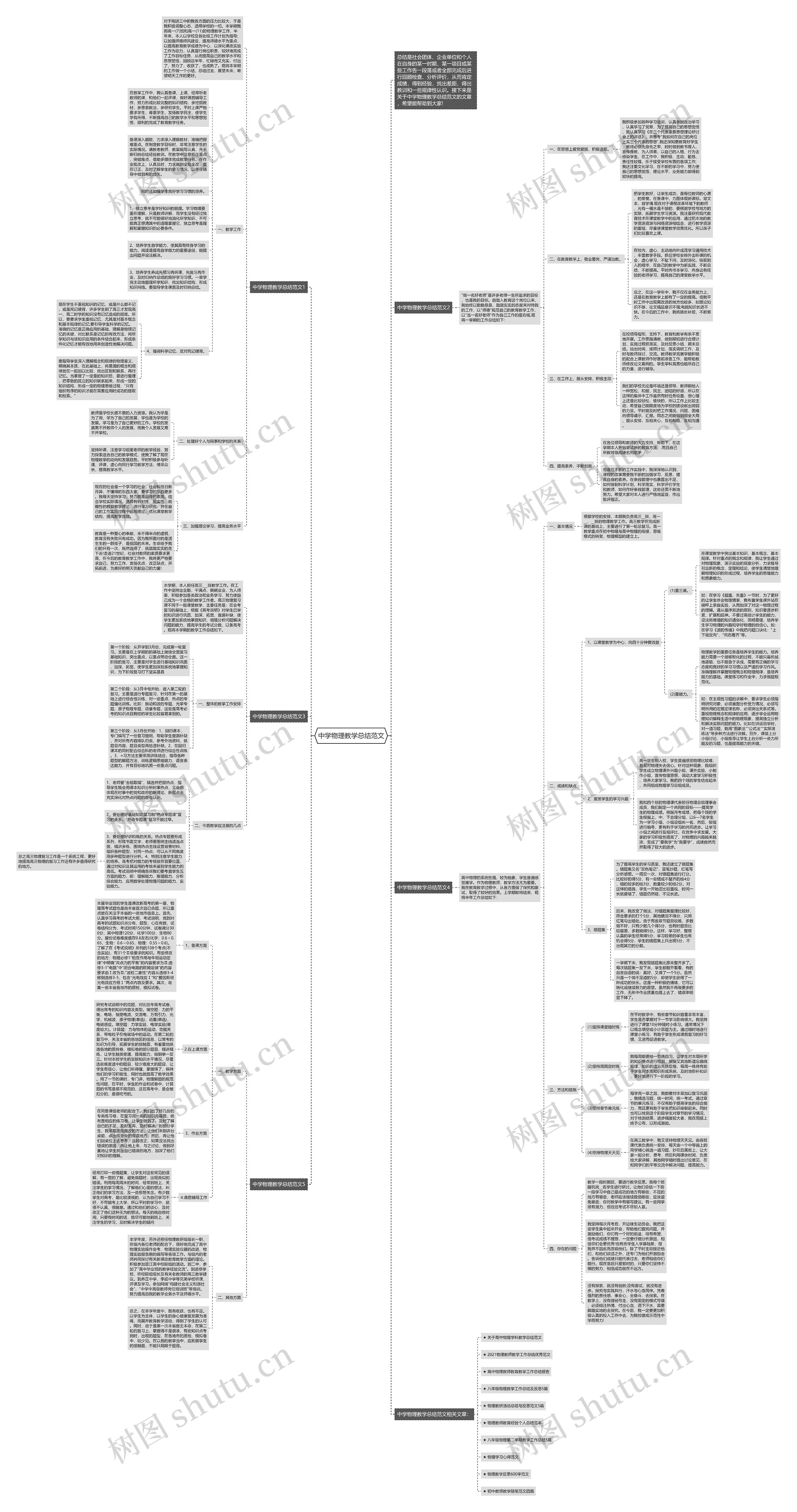 中学物理教学总结范文思维导图