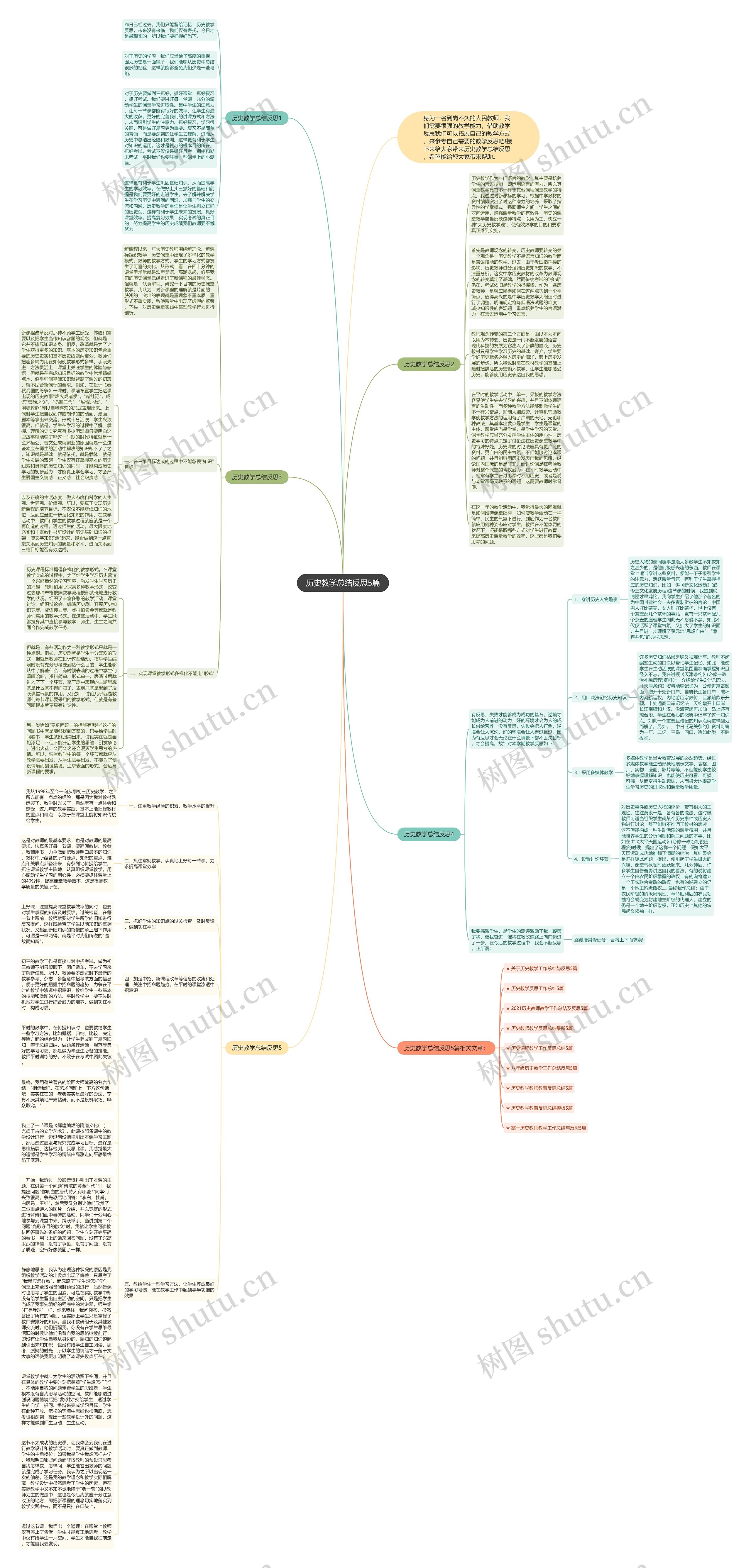 历史教学总结反思5篇思维导图