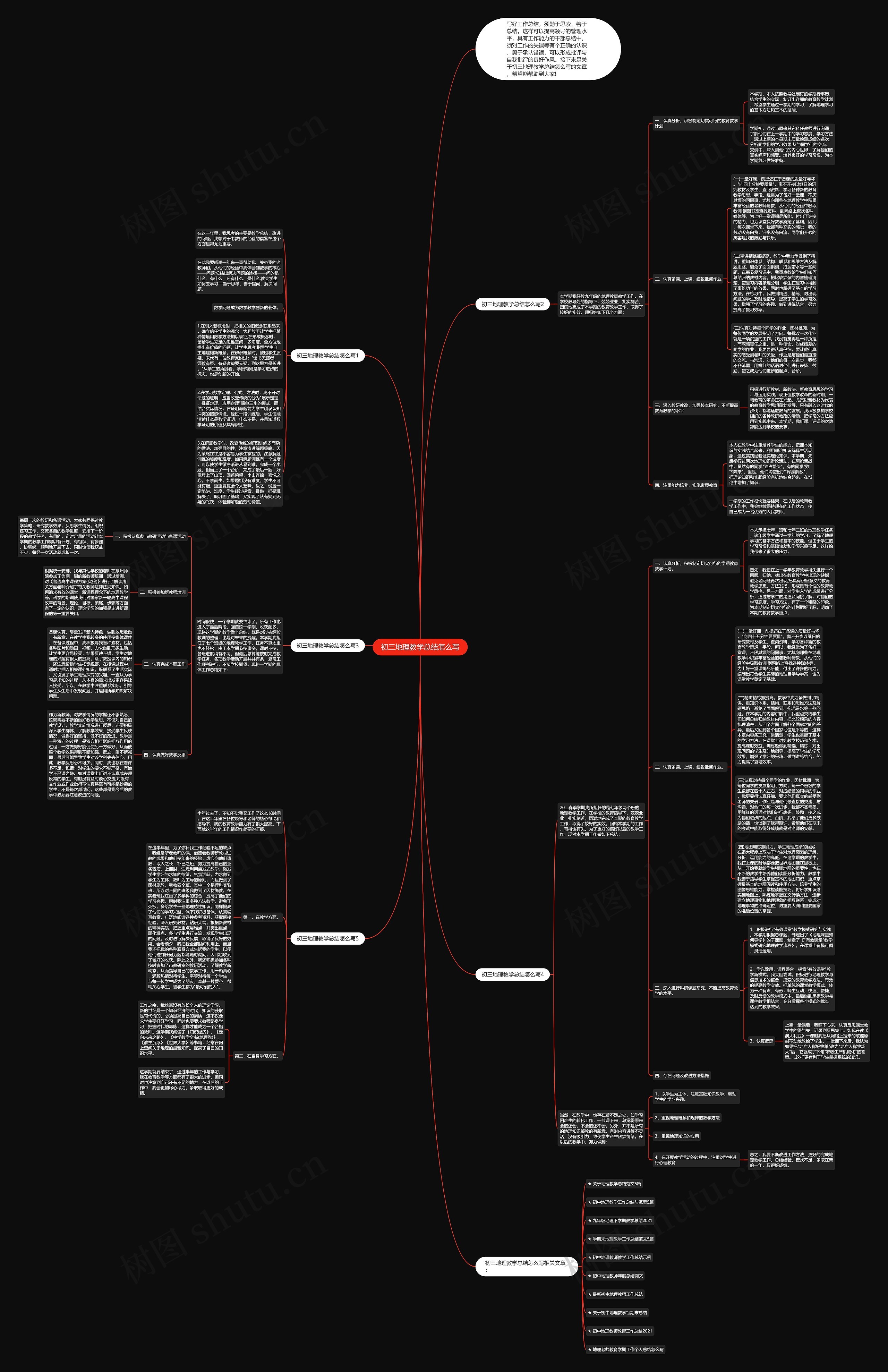 初三地理教学总结怎么写思维导图
