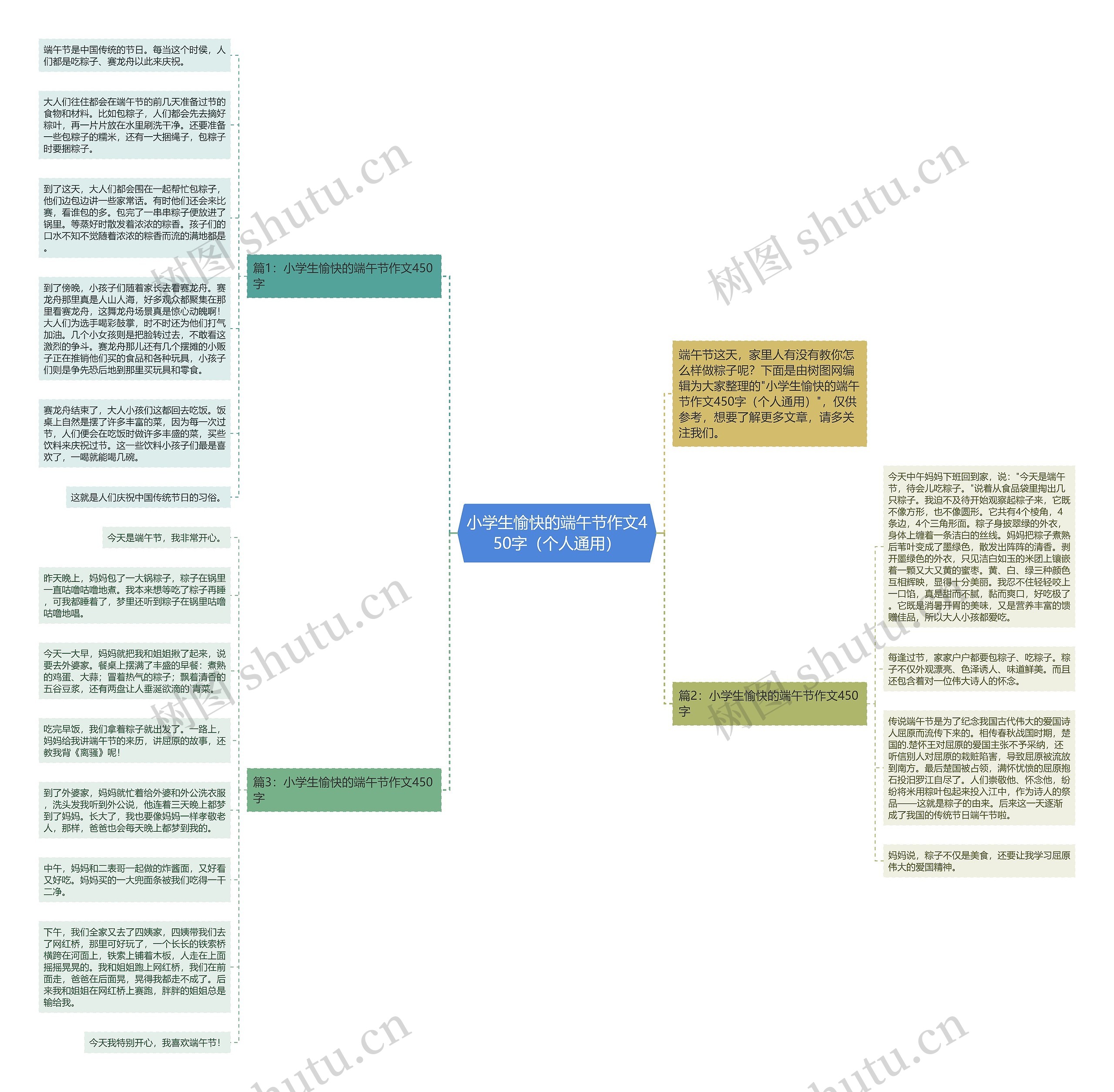 小学生愉快的端午节作文450字（个人通用）思维导图