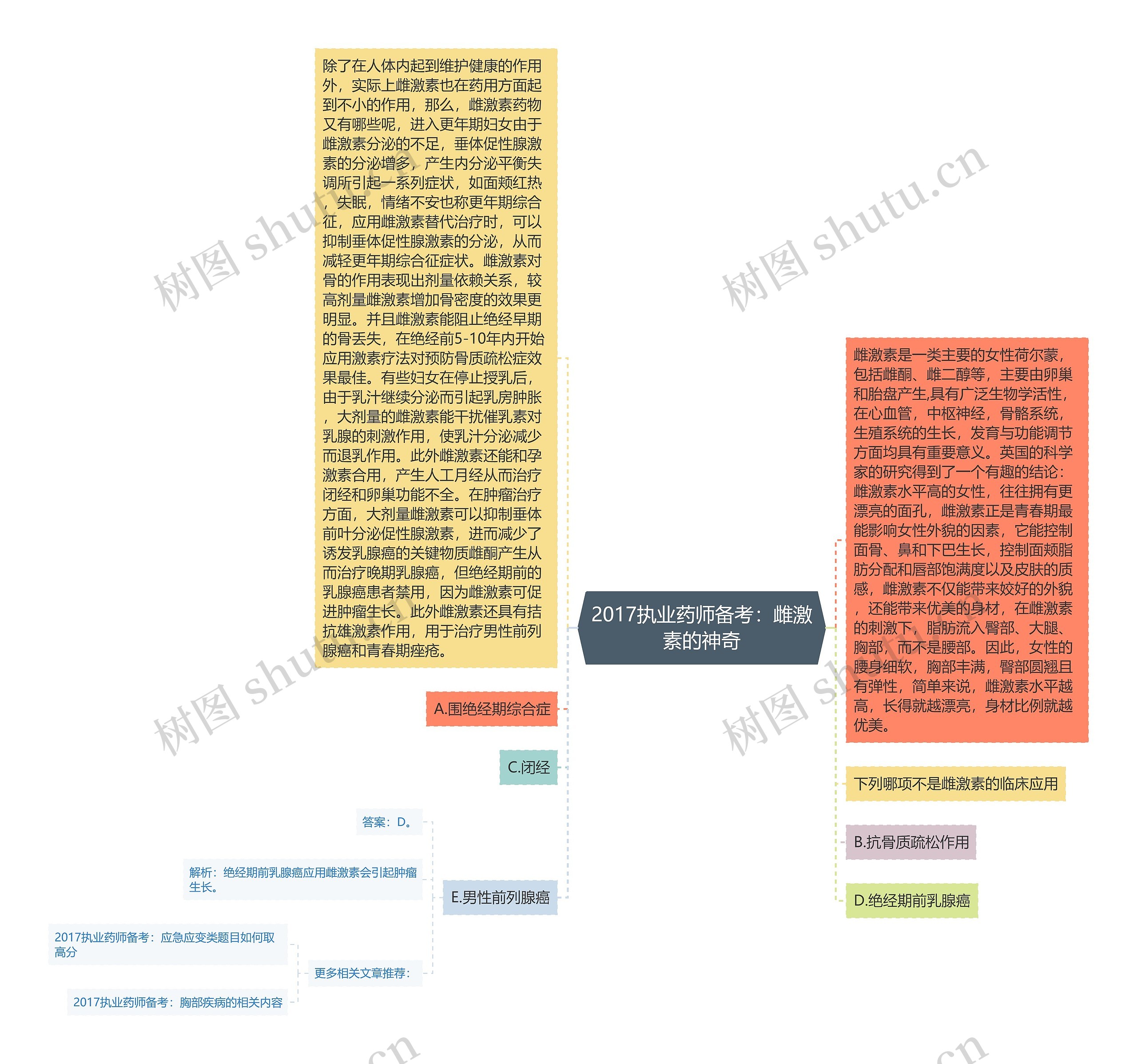 2017执业药师备考：雌激素的神奇思维导图