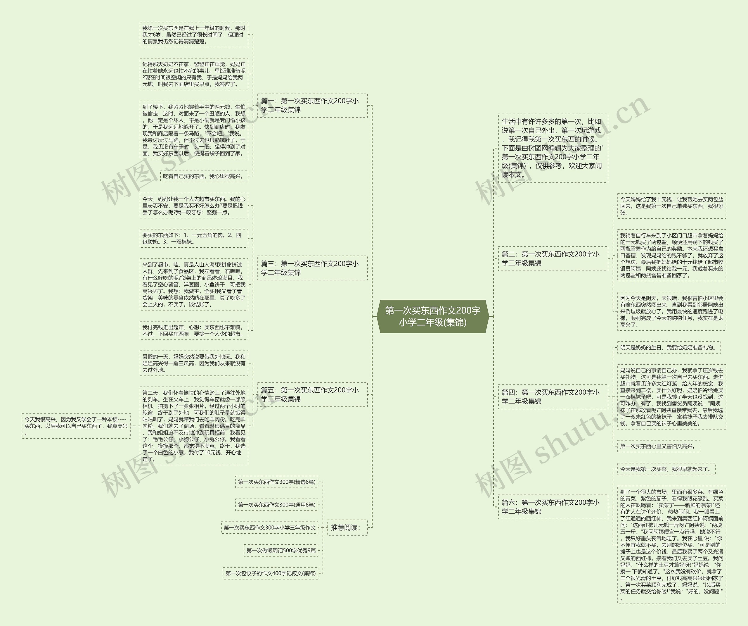 第一次买东西作文200字小学二年级(集锦)思维导图
