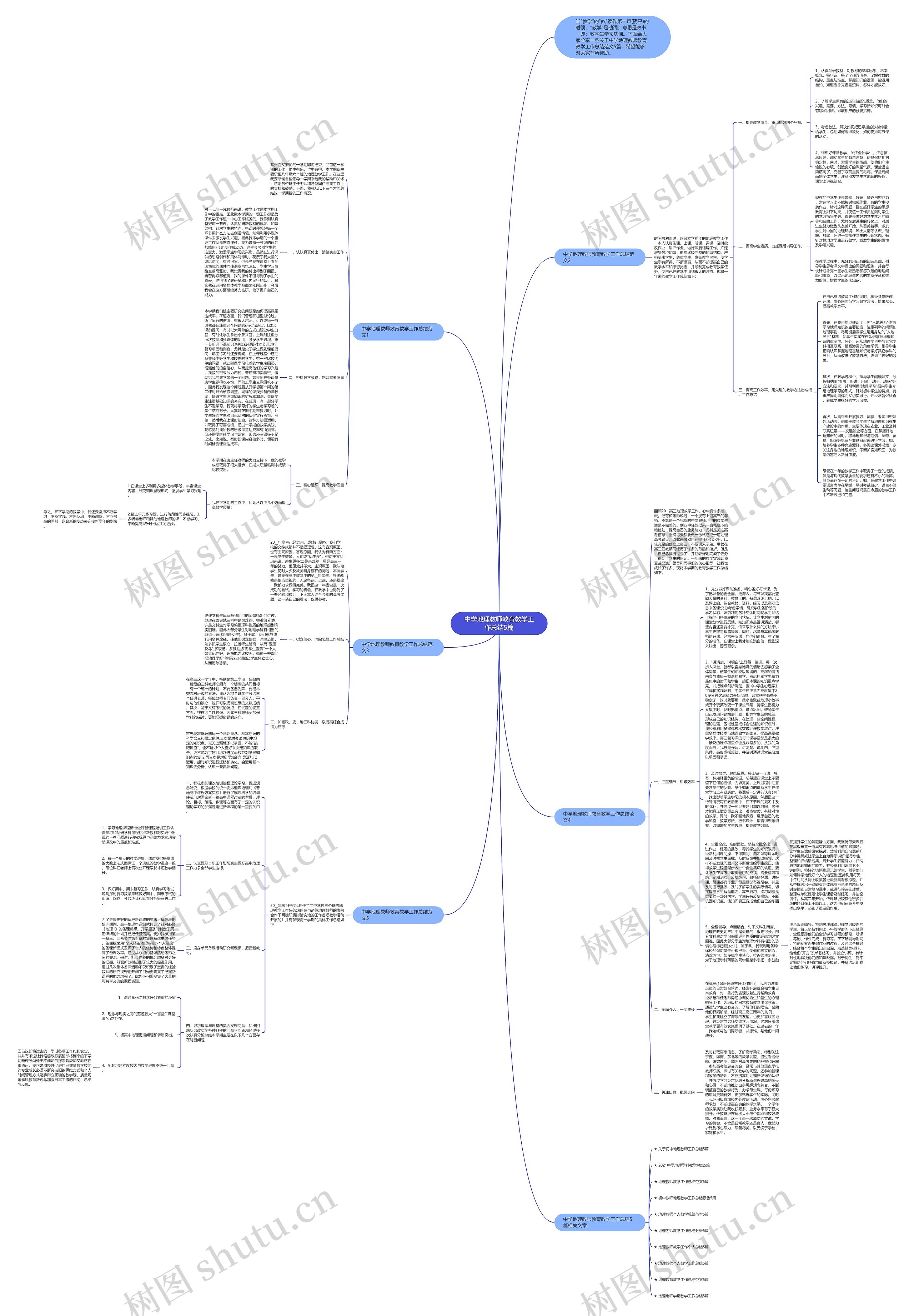 中学地理教师教育教学工作总结5篇思维导图