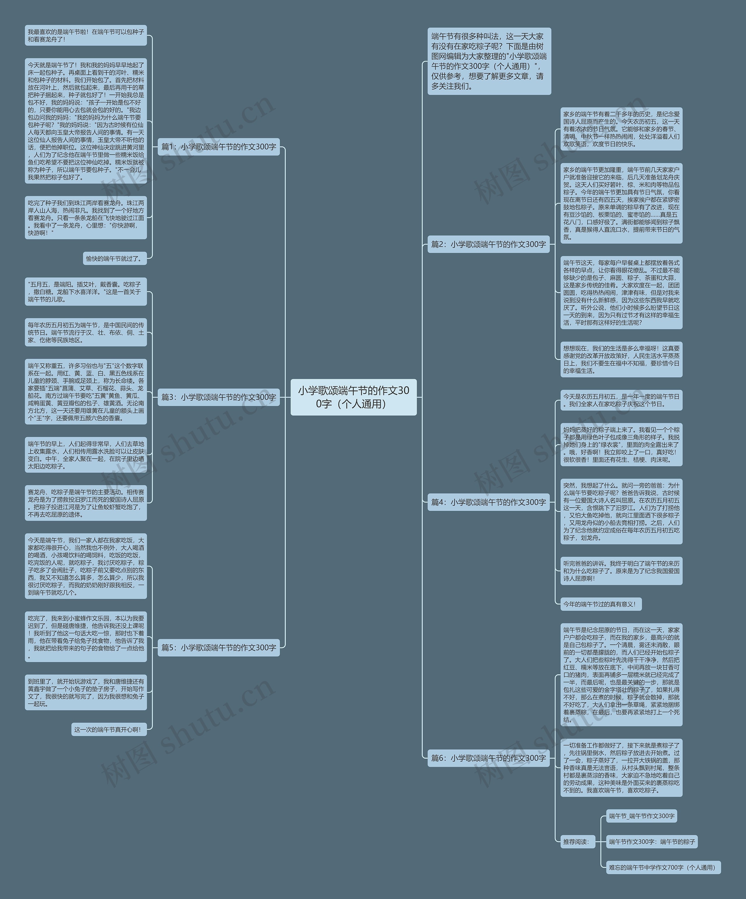 小学歌颂端午节的作文300字（个人通用）思维导图