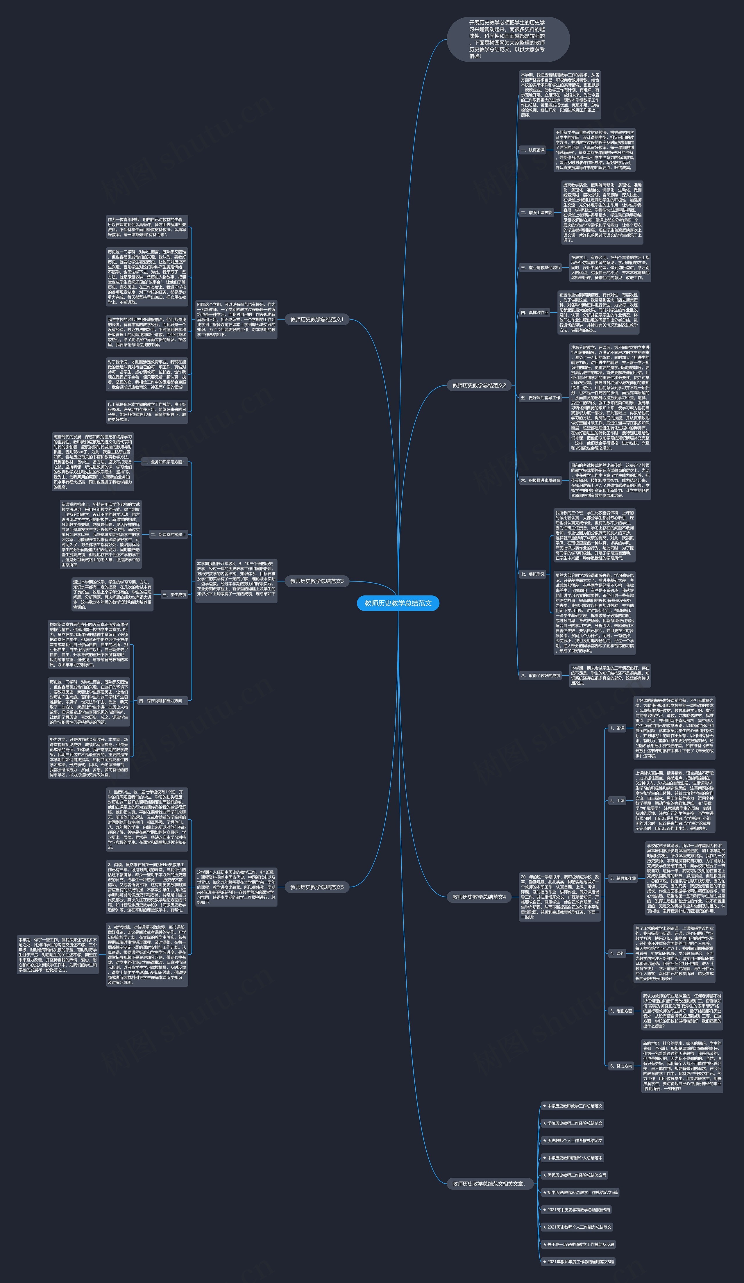 教师历史教学总结范文思维导图