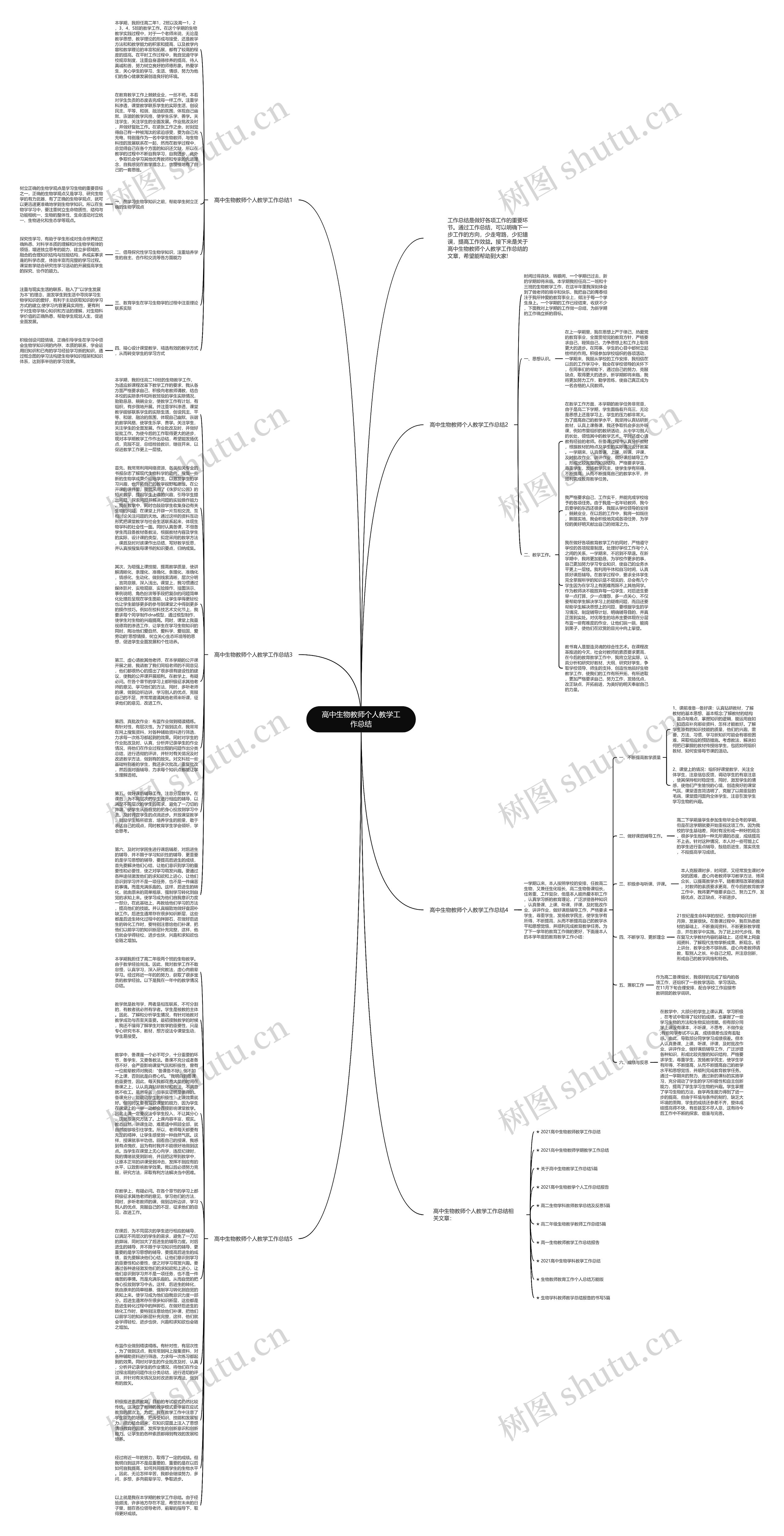 高中生物教师个人教学工作总结思维导图