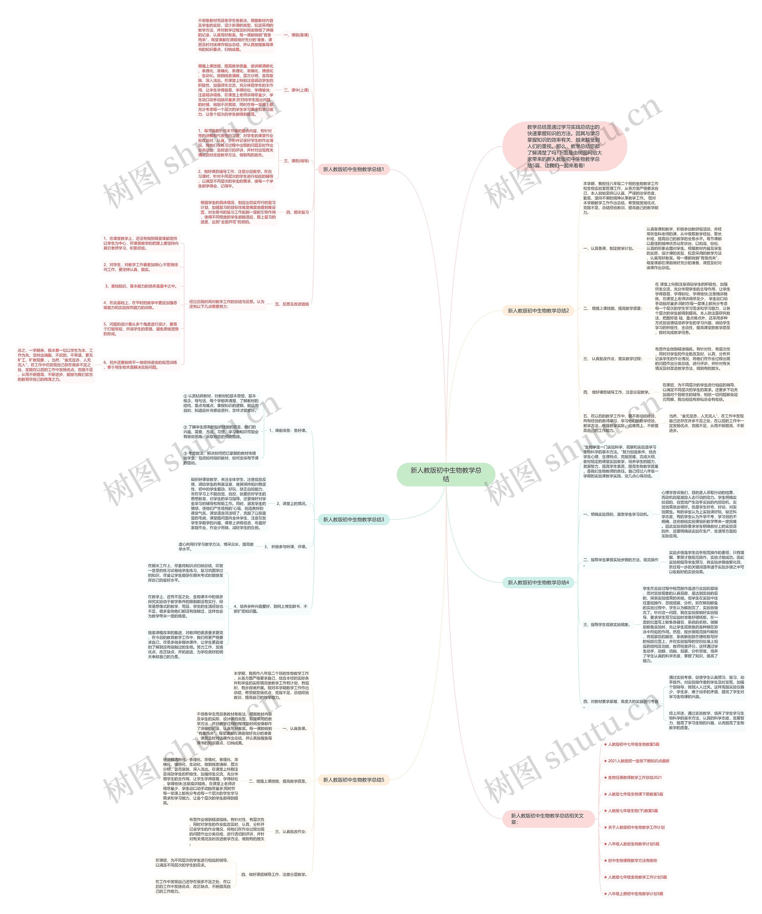 新人教版初中生物教学总结思维导图