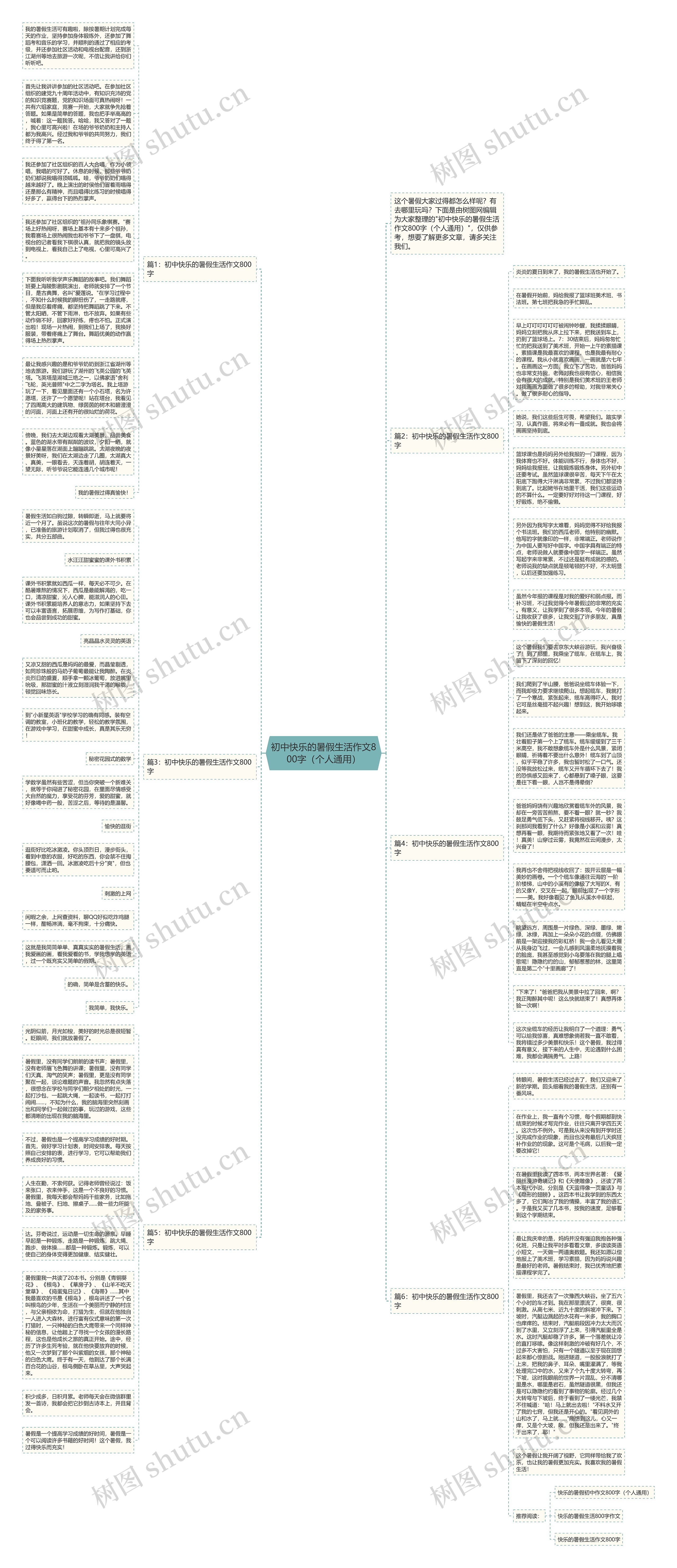 初中快乐的暑假生活作文800字（个人通用）思维导图