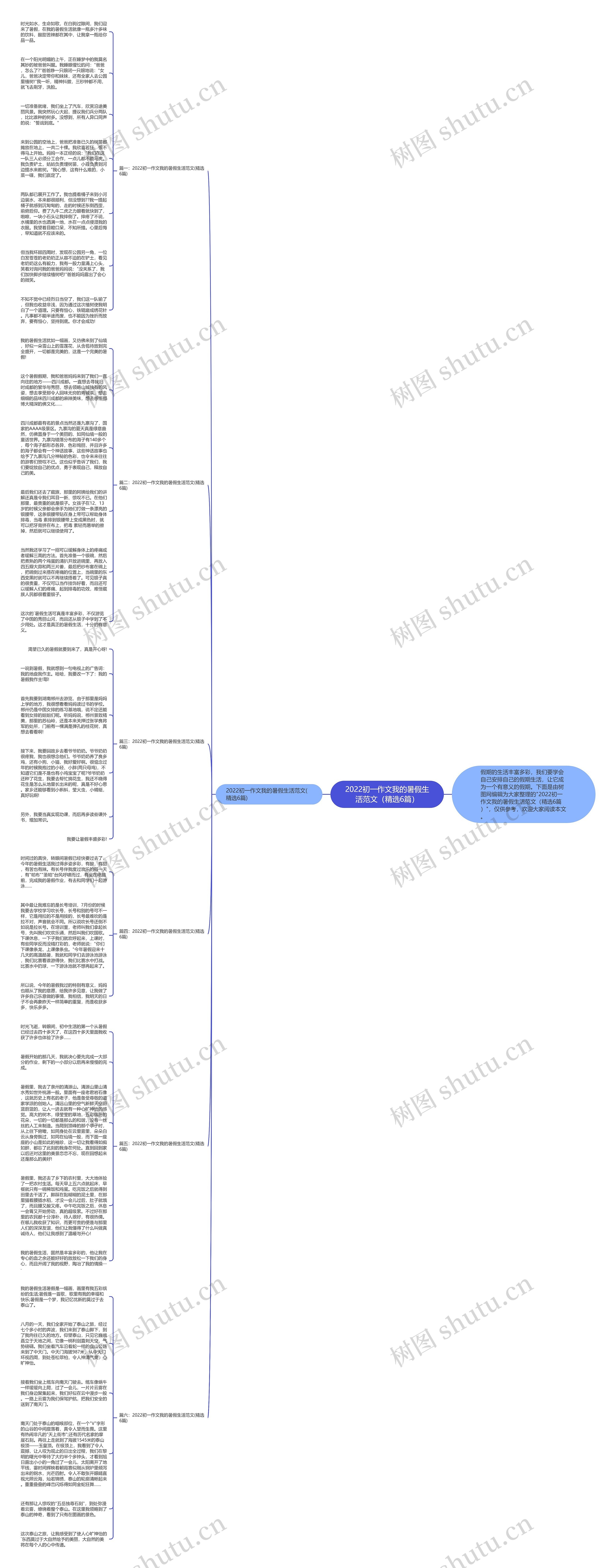 2022初一作文我的暑假生活范文（精选6篇）思维导图