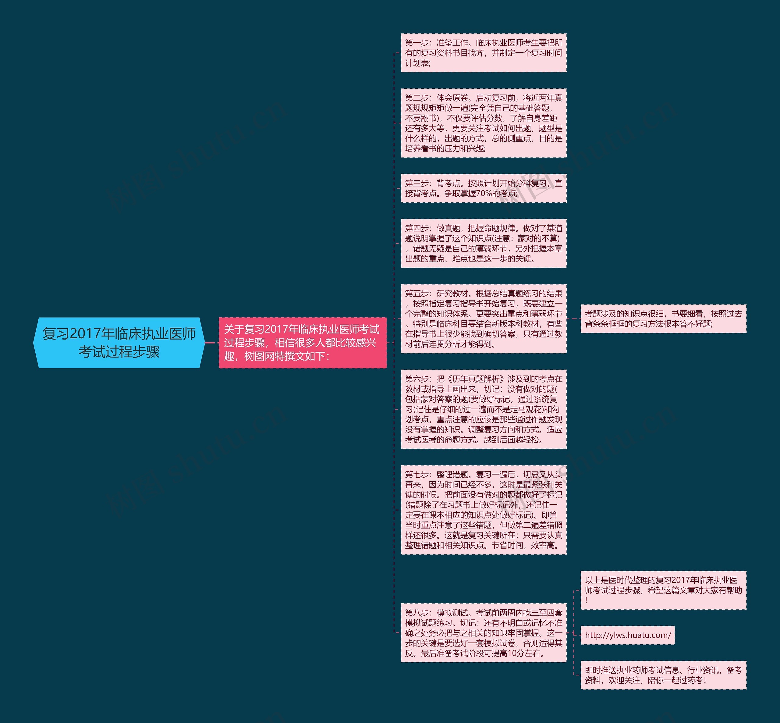 复习2017年临床执业医师考试过程步骤思维导图
