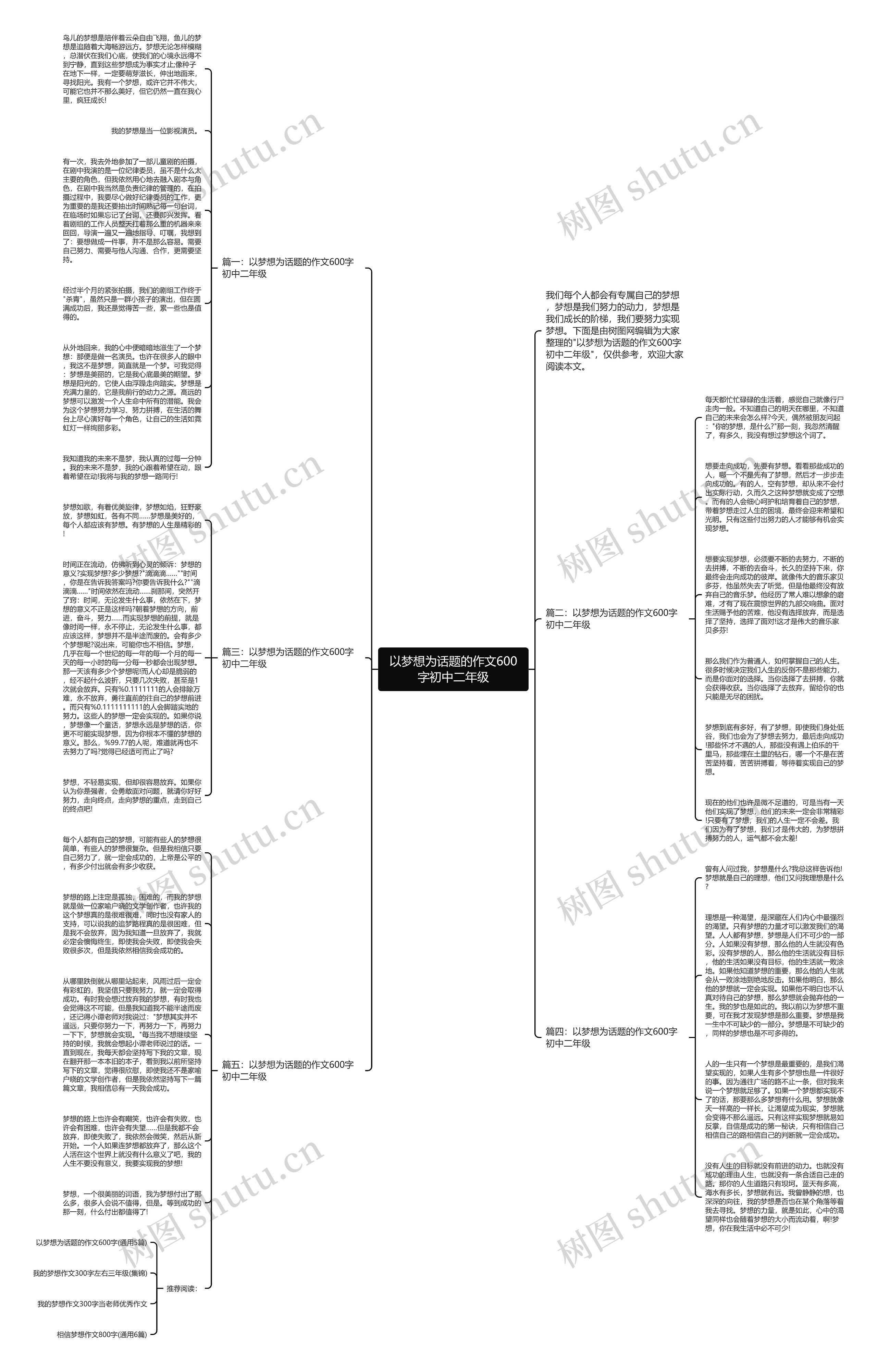 以梦想为话题的作文600字初中二年级思维导图