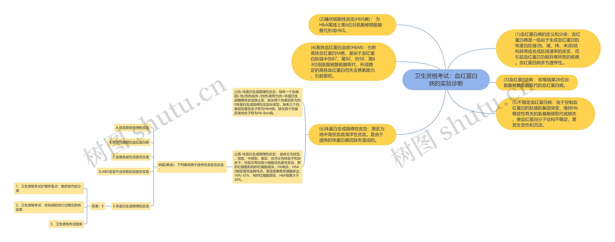 卫生资格考试：血红蛋白病的实验诊断思维导图