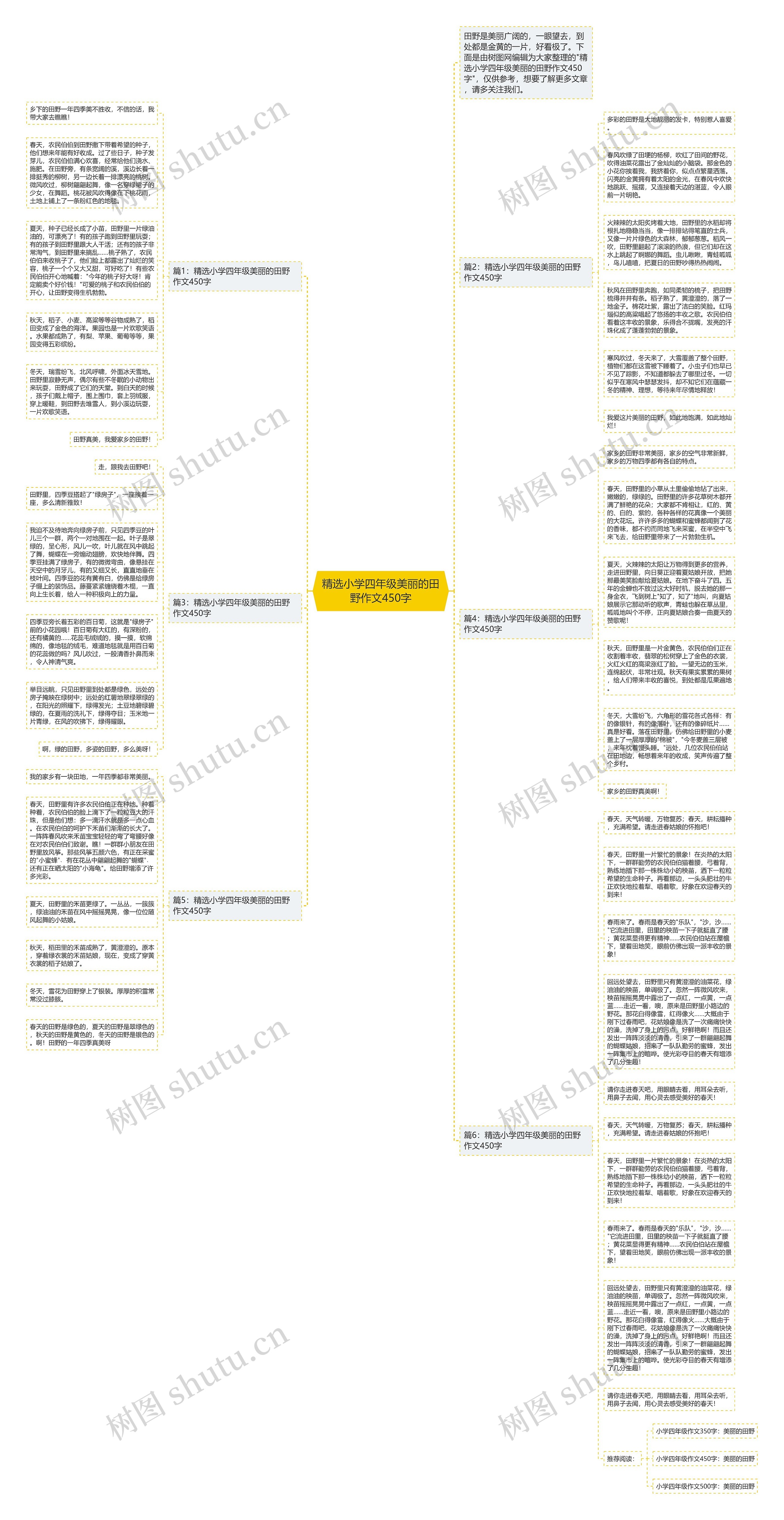 精选小学四年级美丽的田野作文450字思维导图