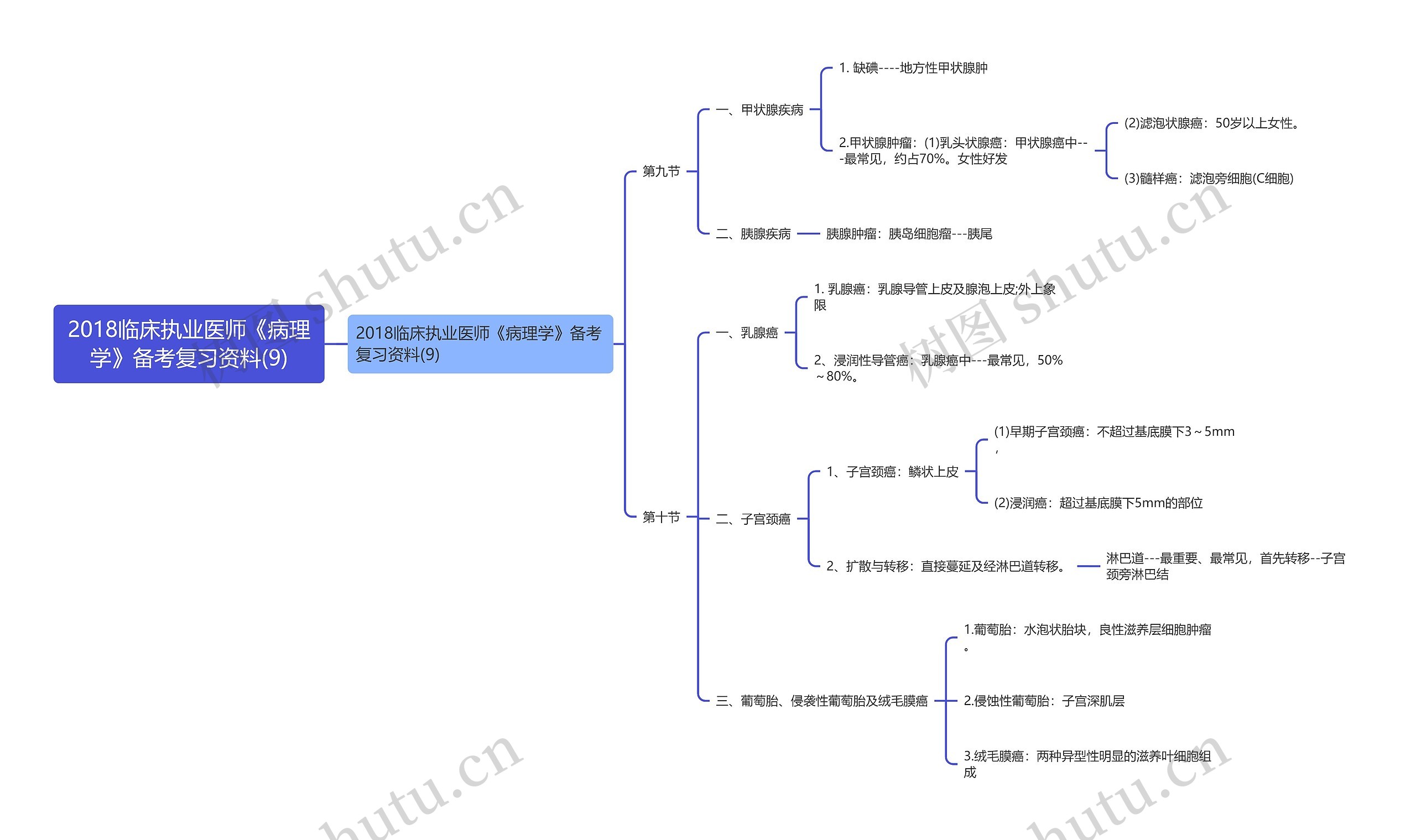 2018临床执业医师《病理学》备考复习资料(9)思维导图高清图 2018临床执业医师《病理学》备考复习资料(9)思维导图