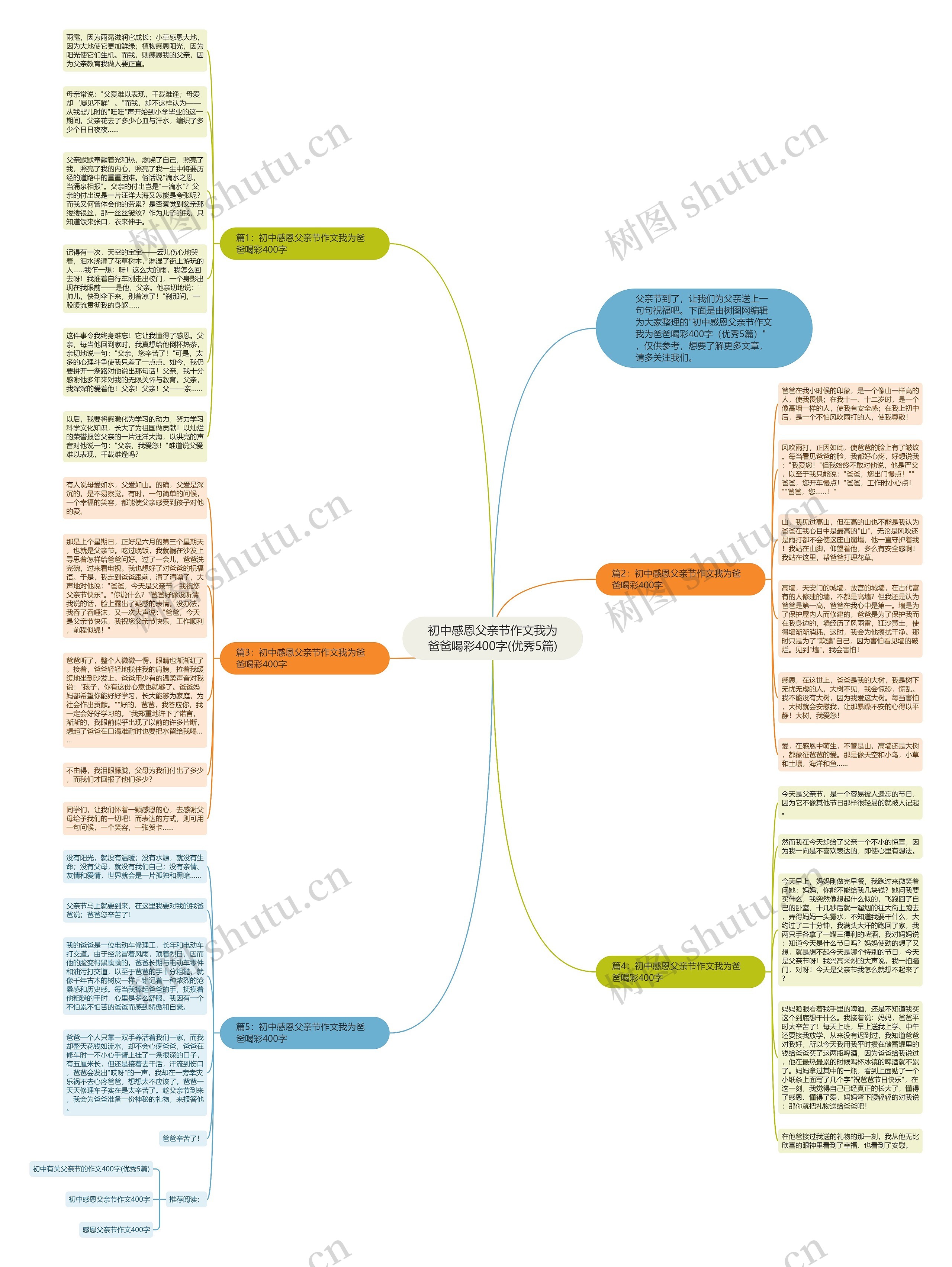 初中感恩父亲节作文我为爸爸喝彩400字(优秀5篇)思维导图