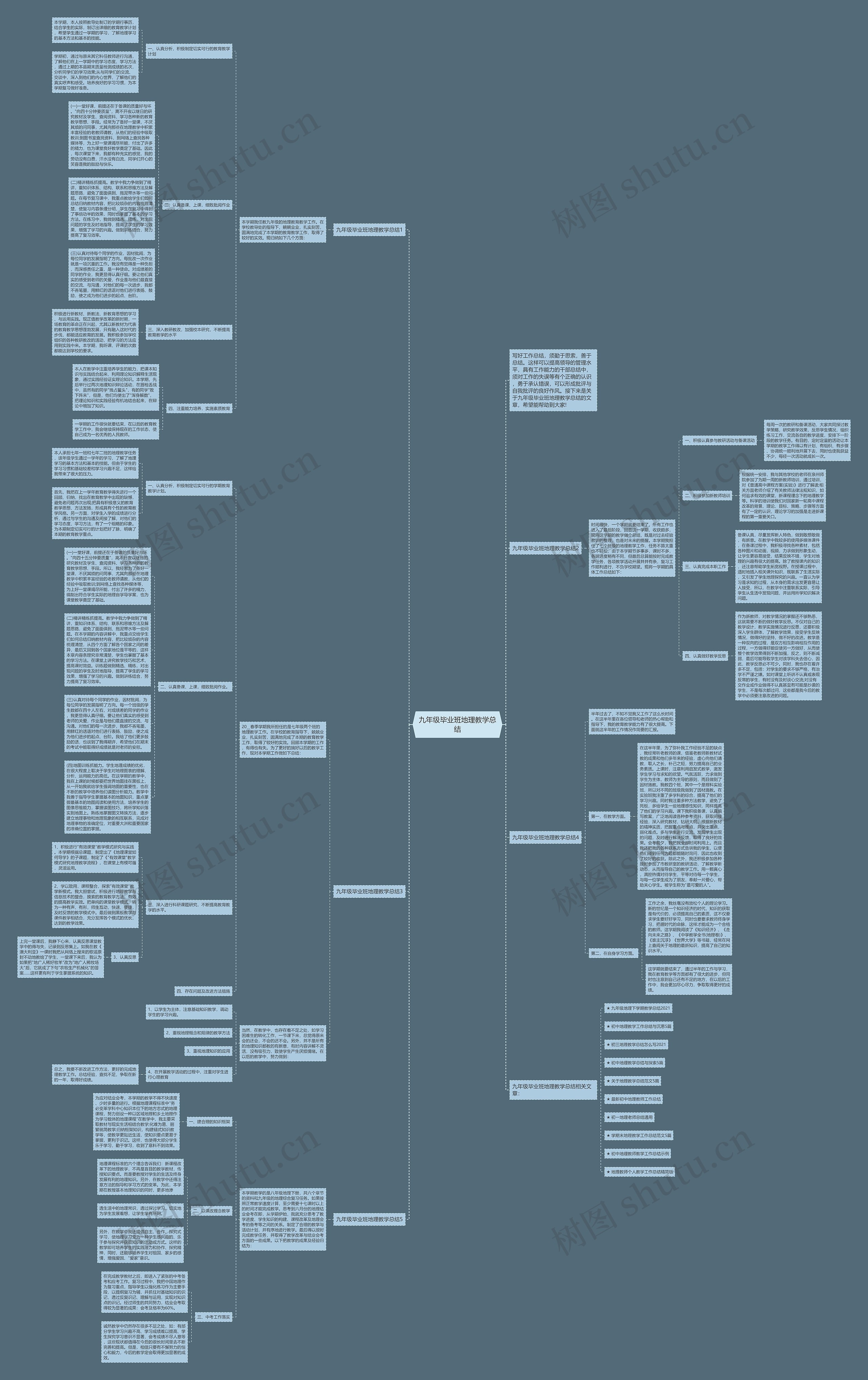 九年级毕业班地理教学总结思维导图