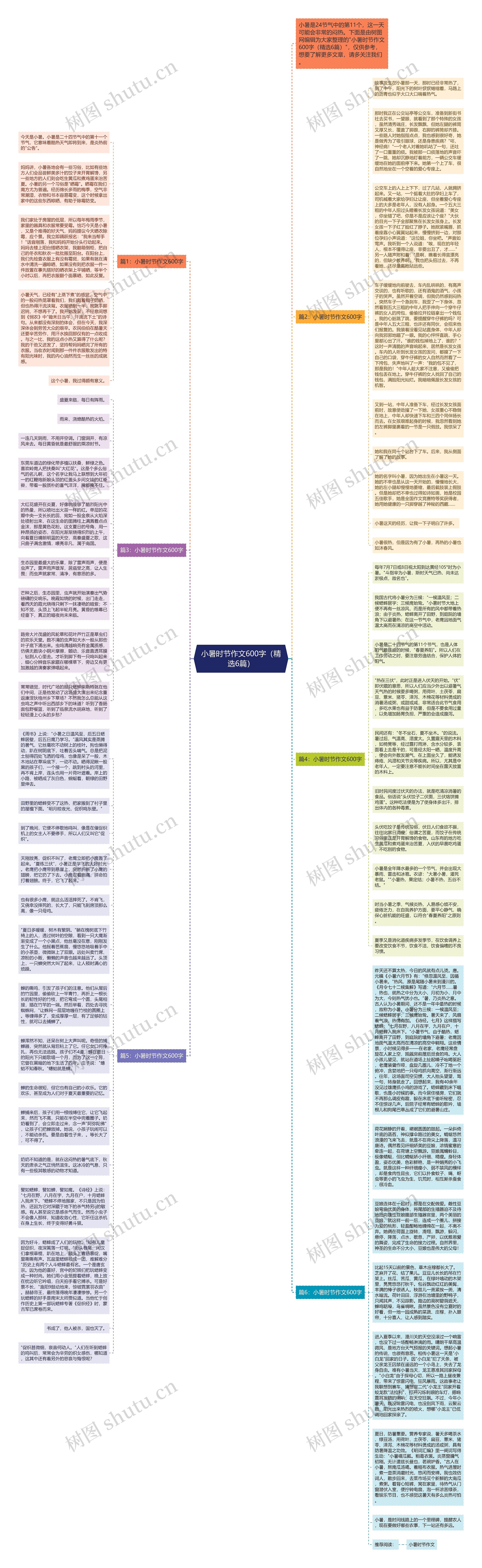 小暑时节作文600字（精选6篇）思维导图