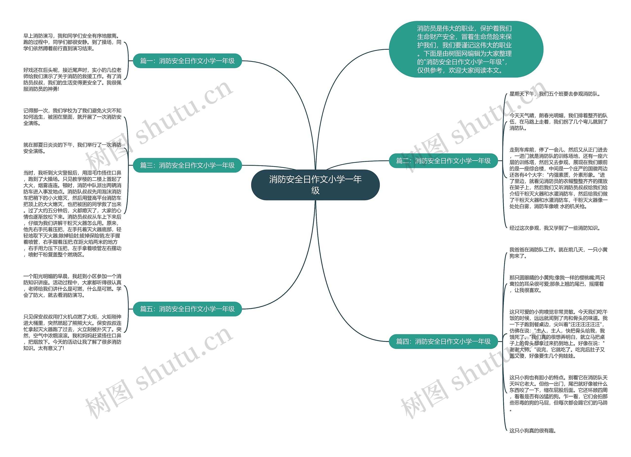 消防安全日作文小学一年级思维导图