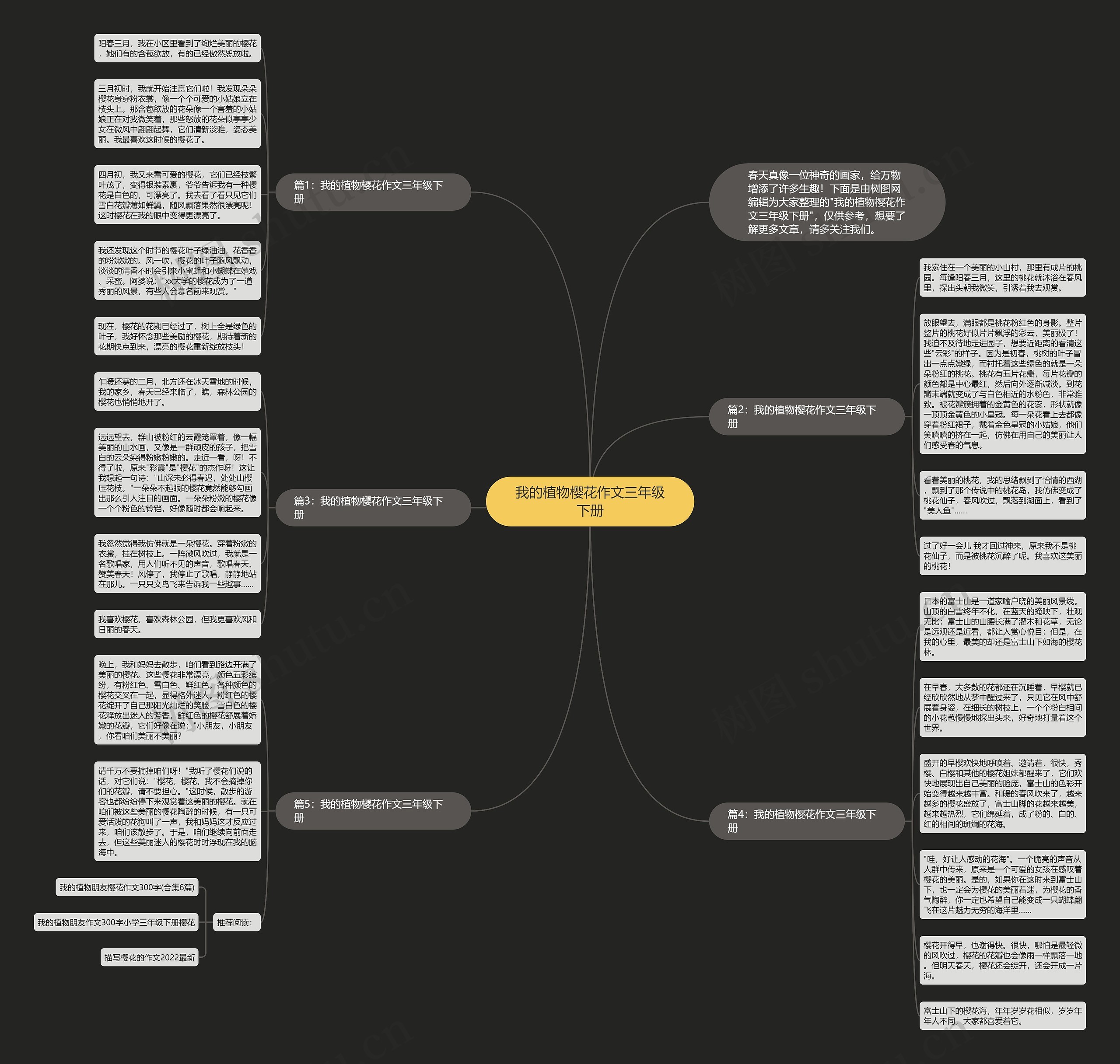 我的植物樱花作文三年级下册思维导图