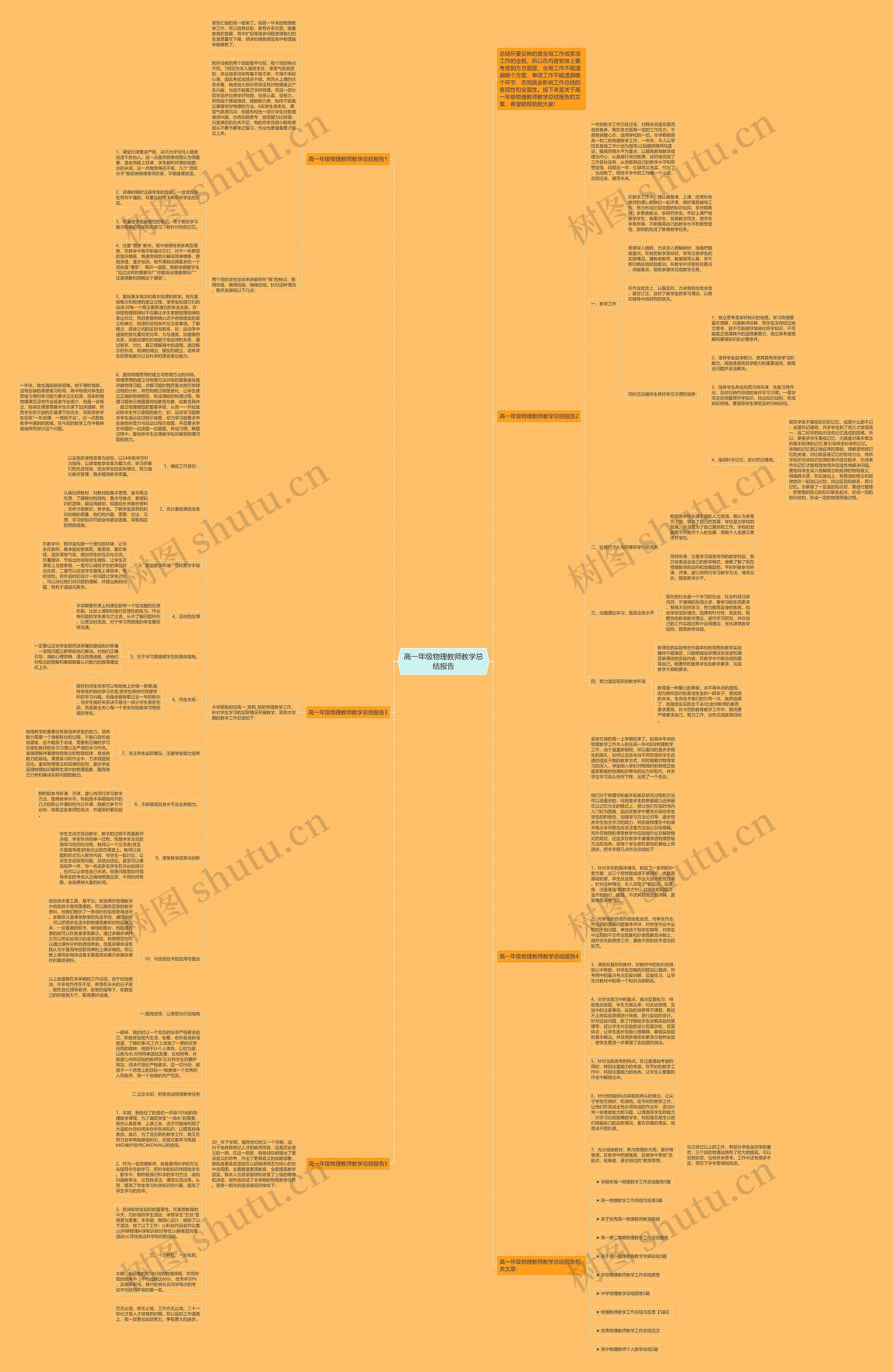 高一年级物理教师教学总结报告思维导图