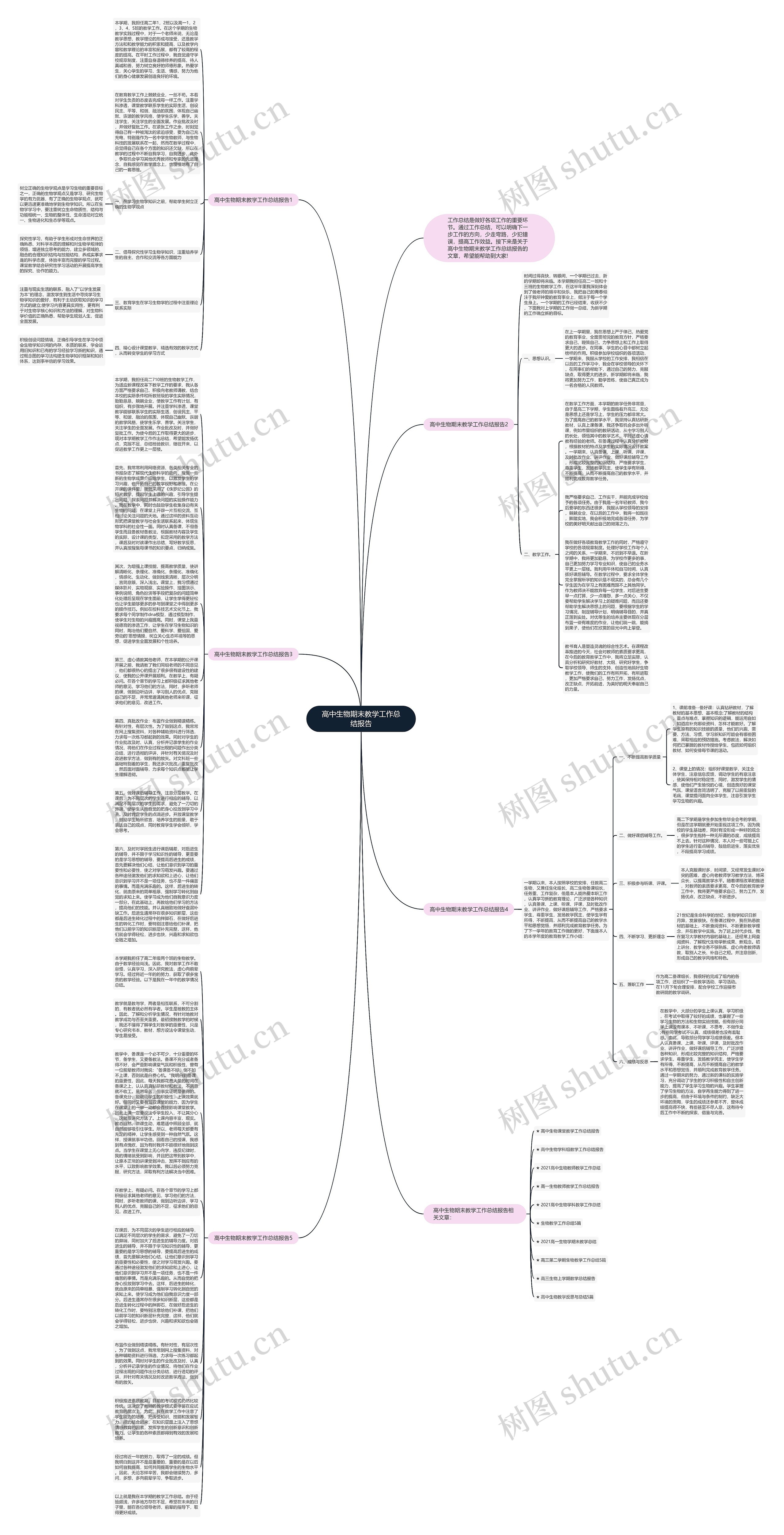 高中生物期末教学工作总结报告思维导图