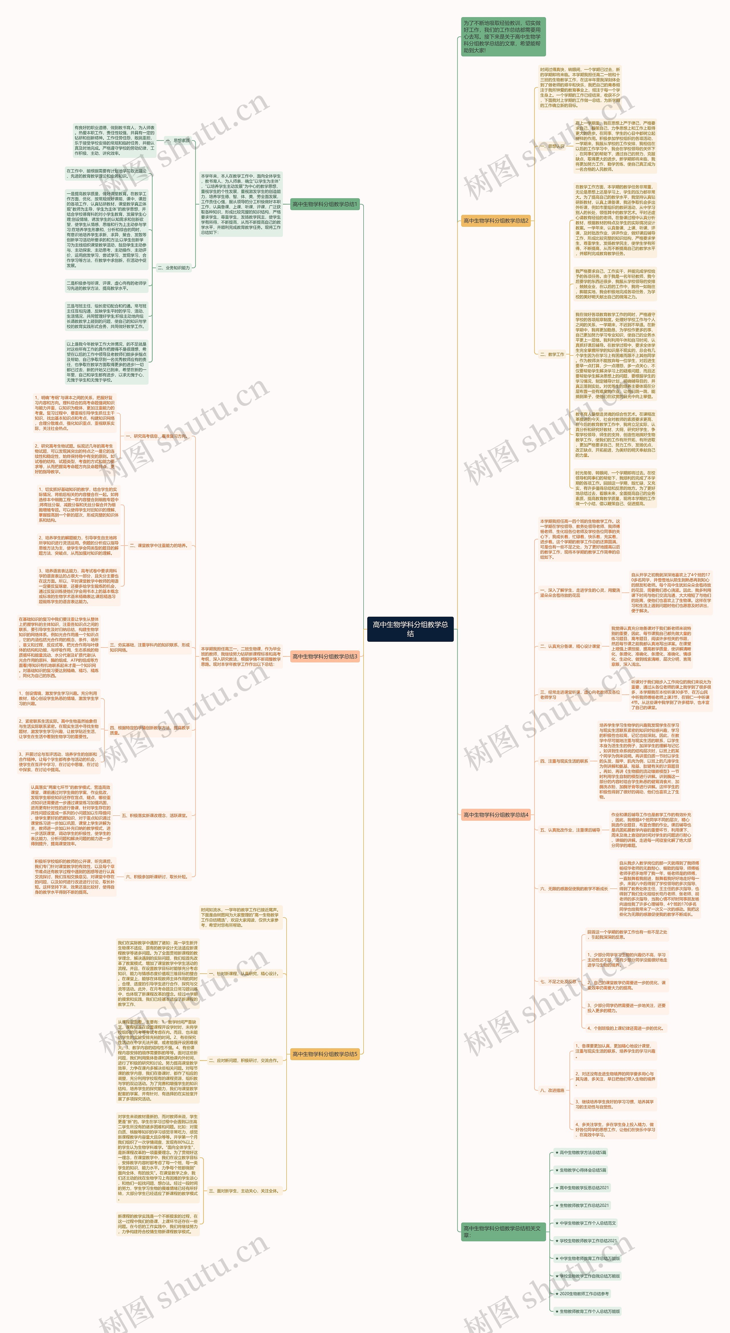 高中生物学科分组教学总结思维导图
