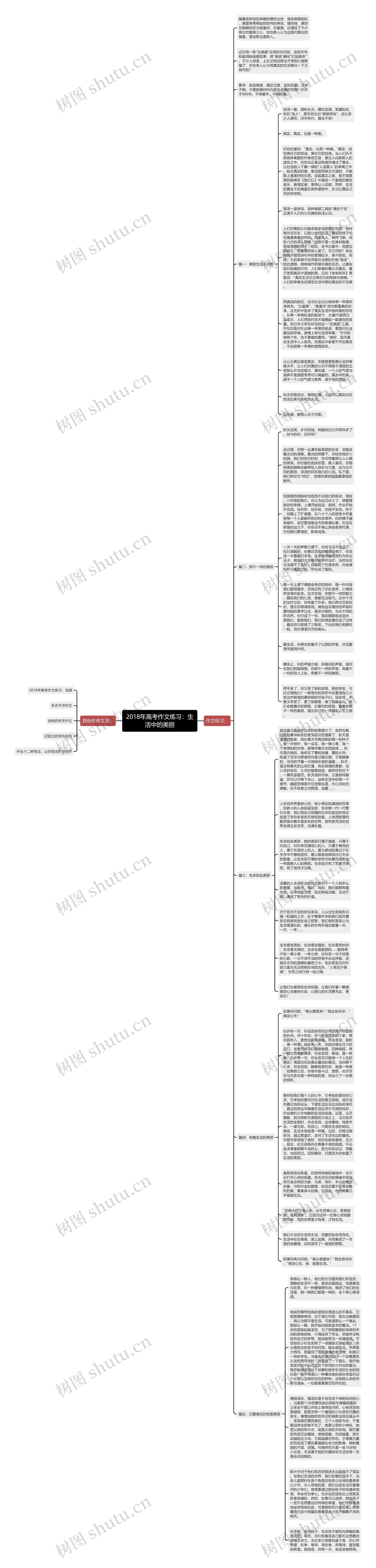 2018年高考作文练习：生活中的美丽思维导图