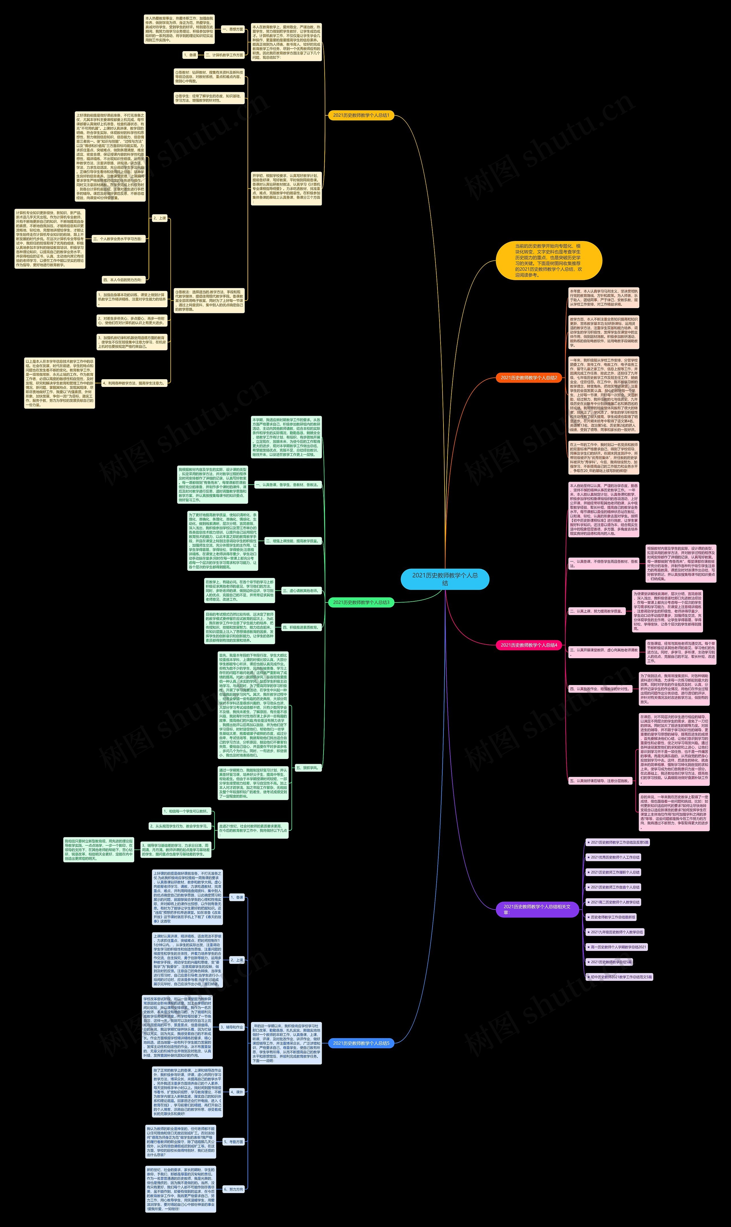 2021历史教师教学个人总结思维导图