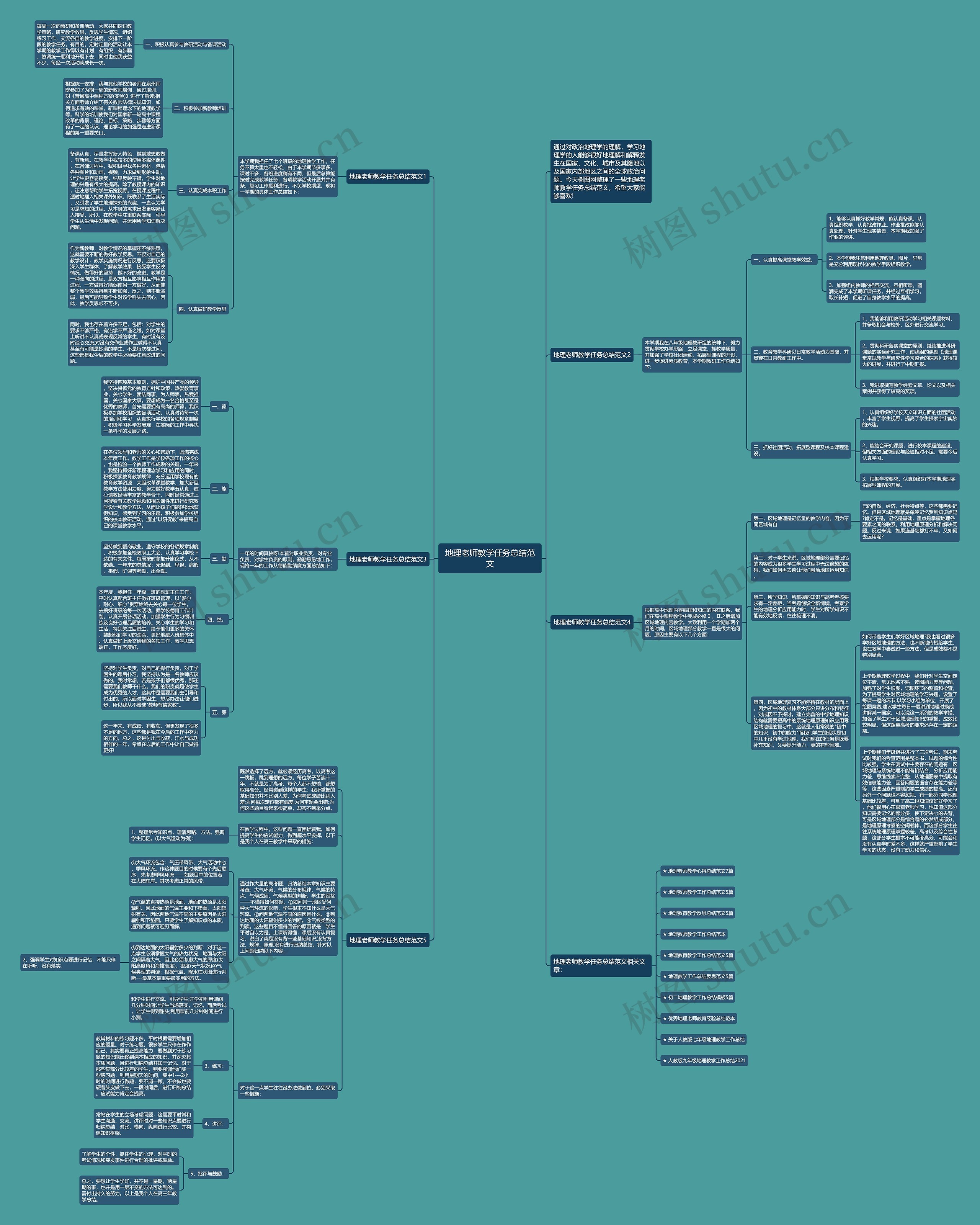 地理老师教学任务总结范文思维导图