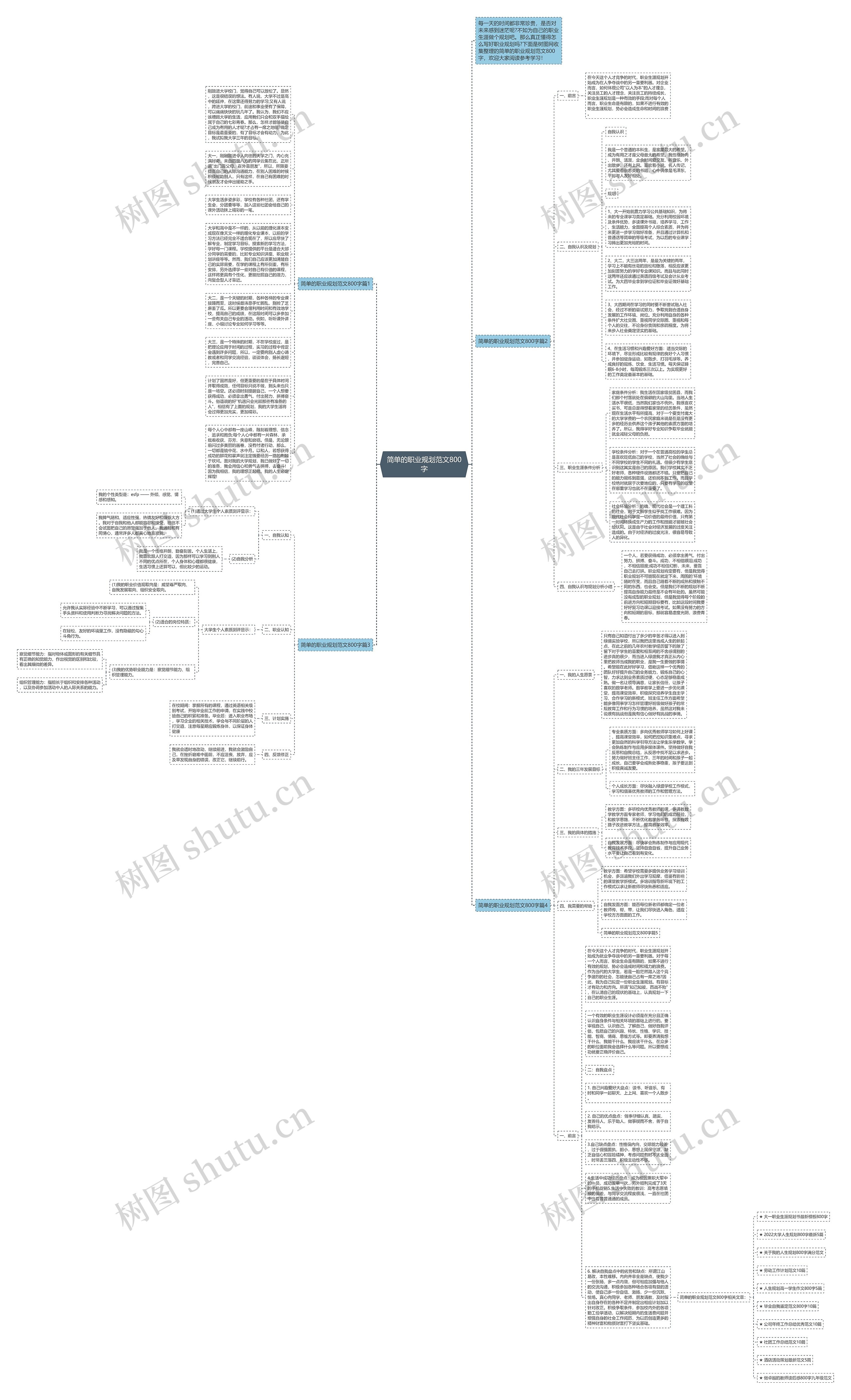 简单的职业规划范文800字思维导图