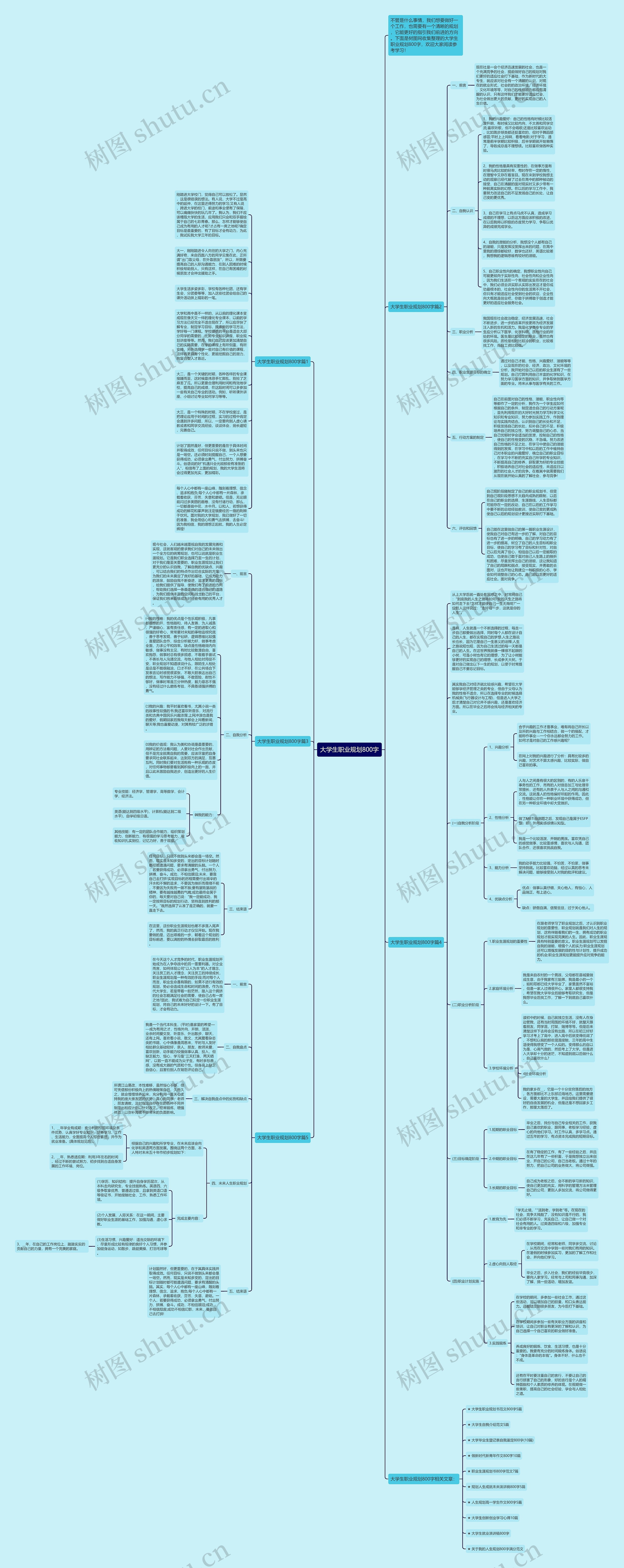 大学生职业规划800字思维导图