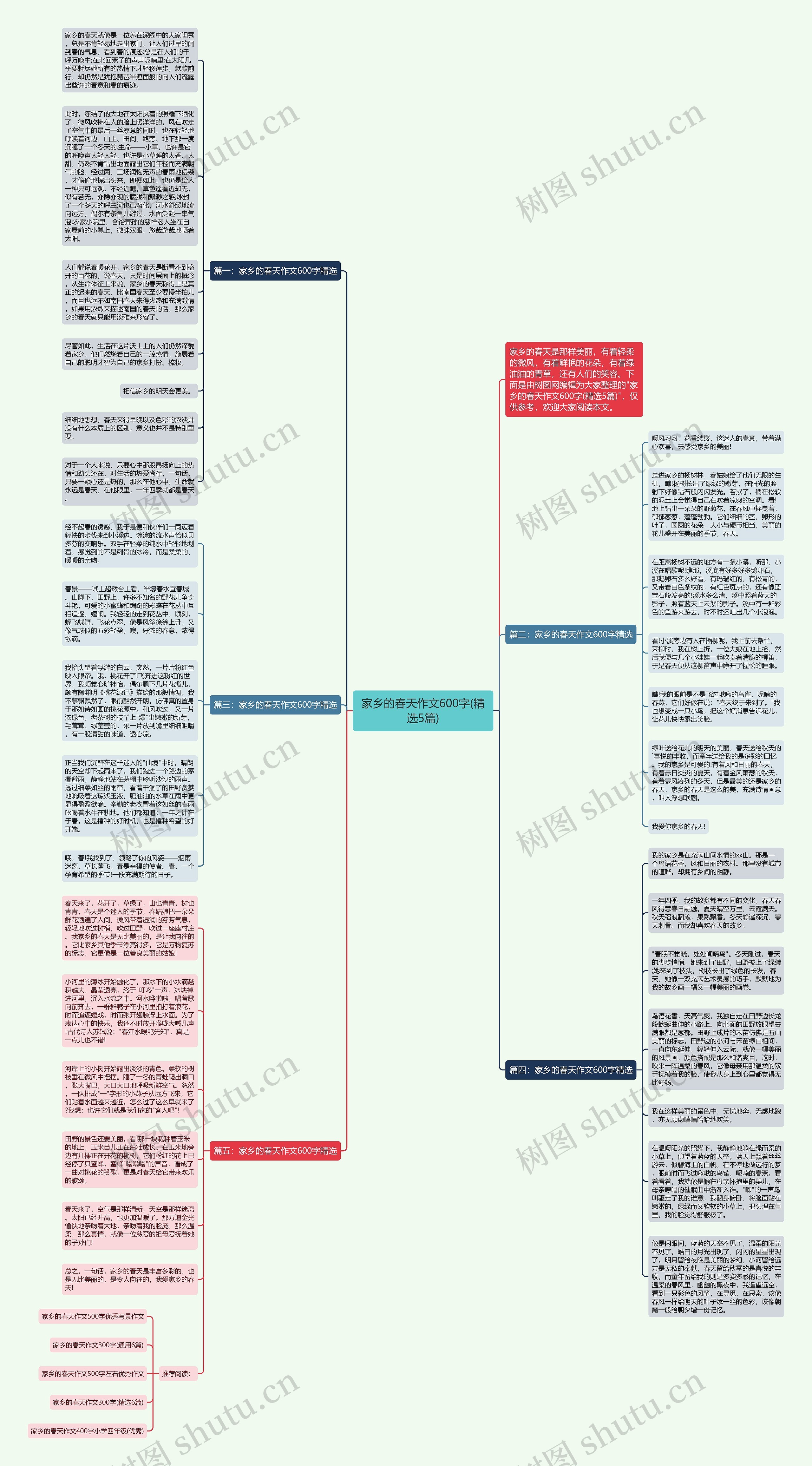 家乡的春天作文600字(精选5篇)思维导图