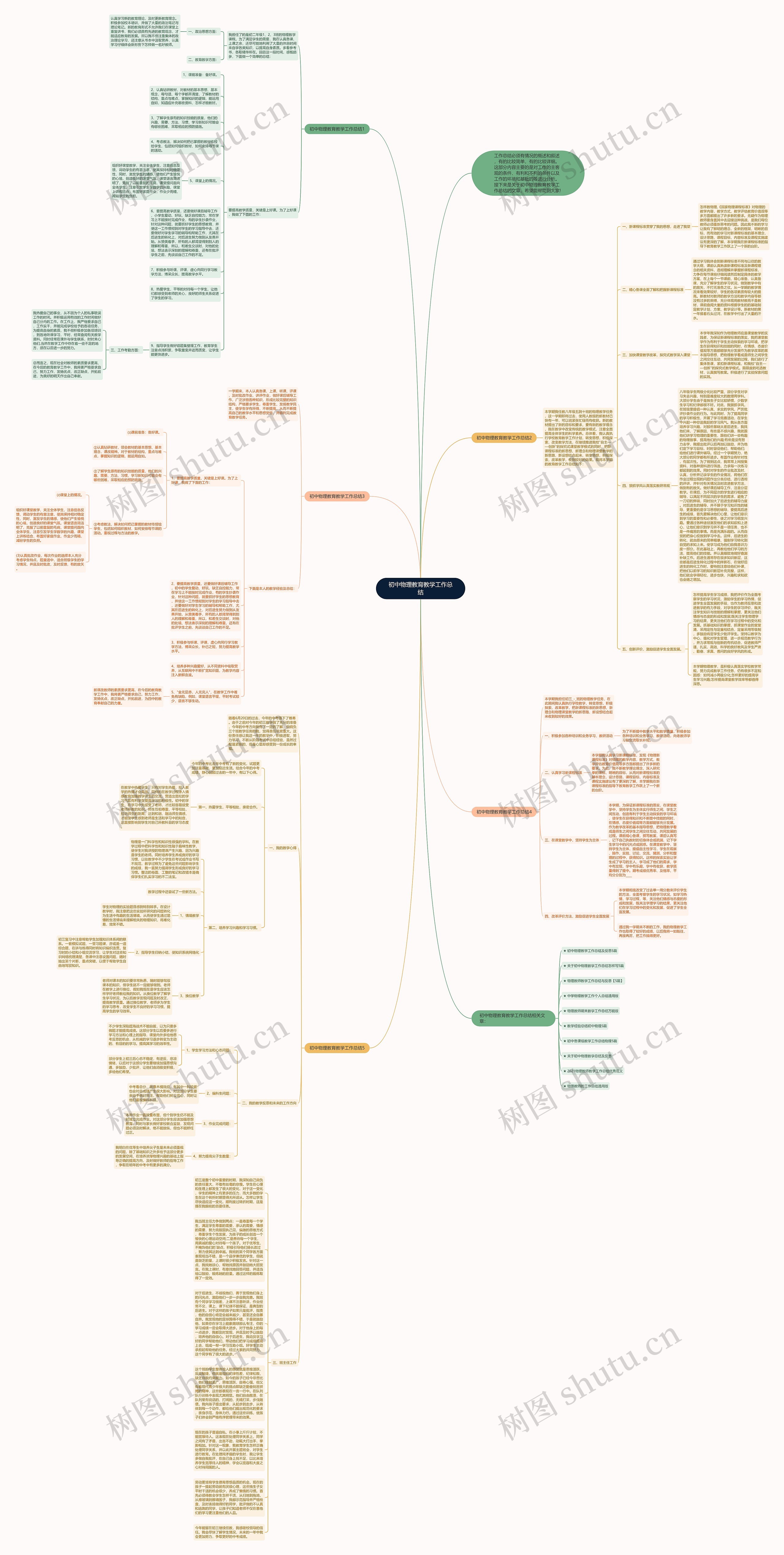初中物理教育教学工作总结思维导图