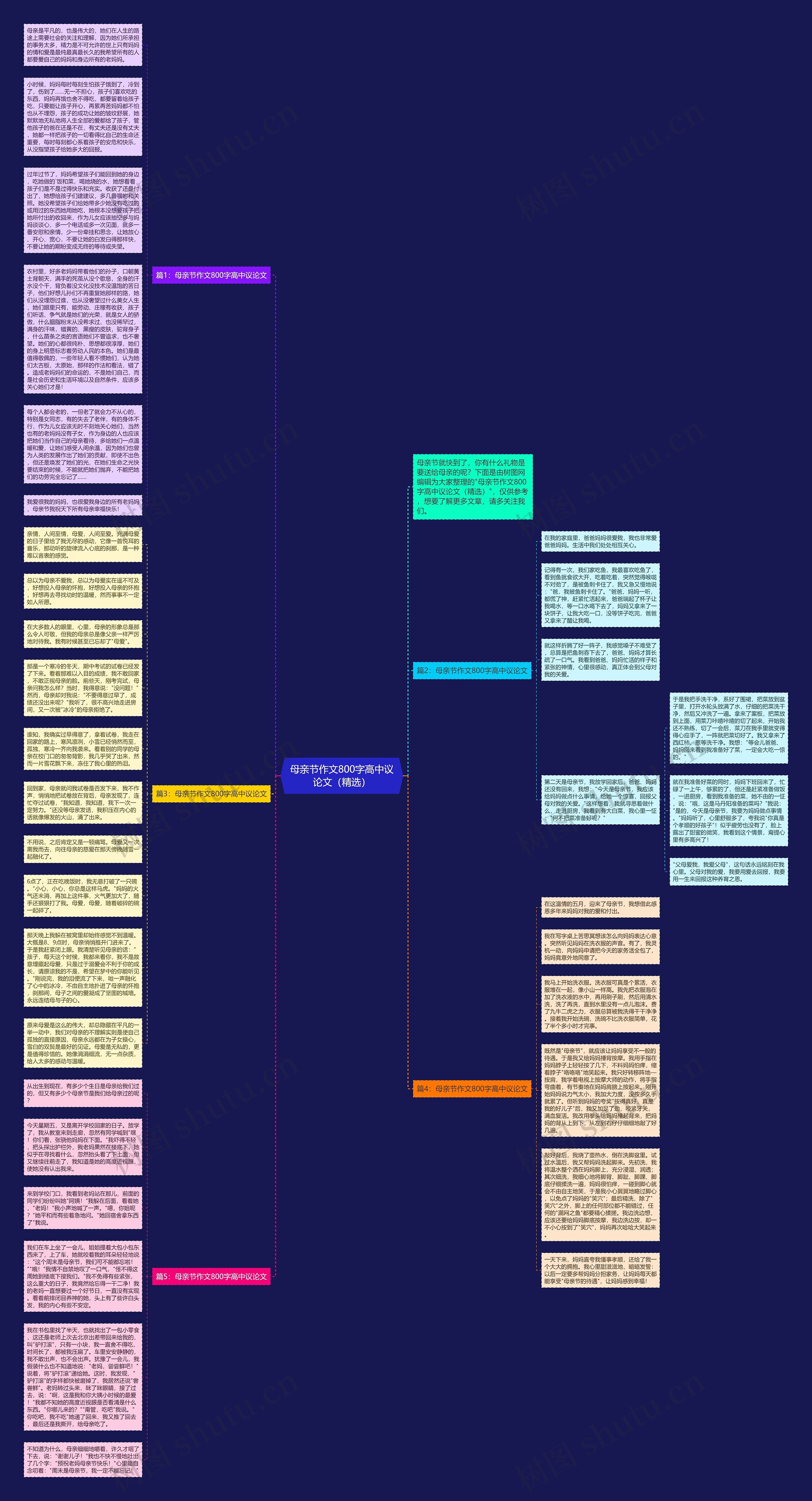 母亲节作文800字高中议论文（精选）思维导图