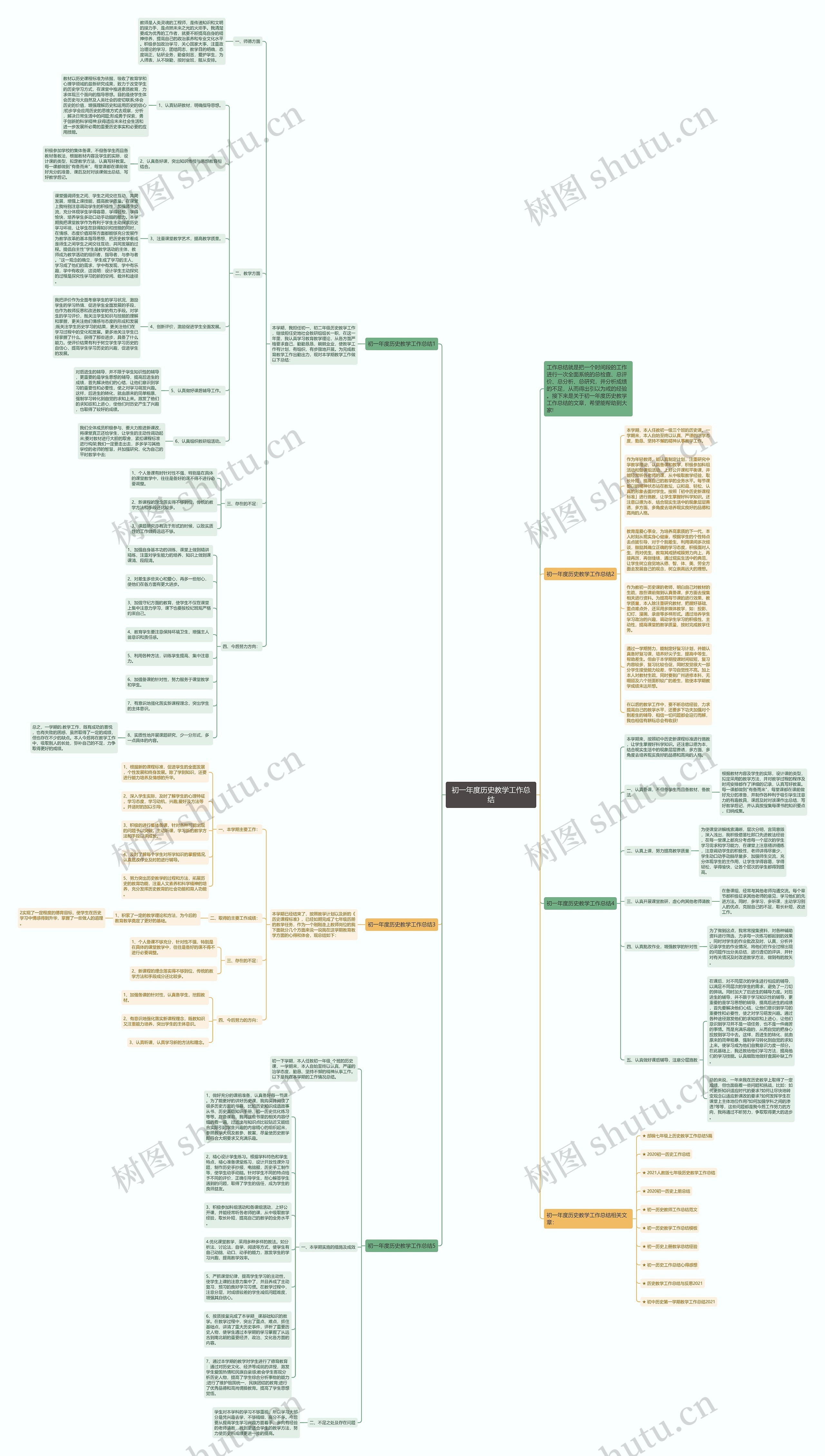 初一年度历史教学工作总结思维导图
