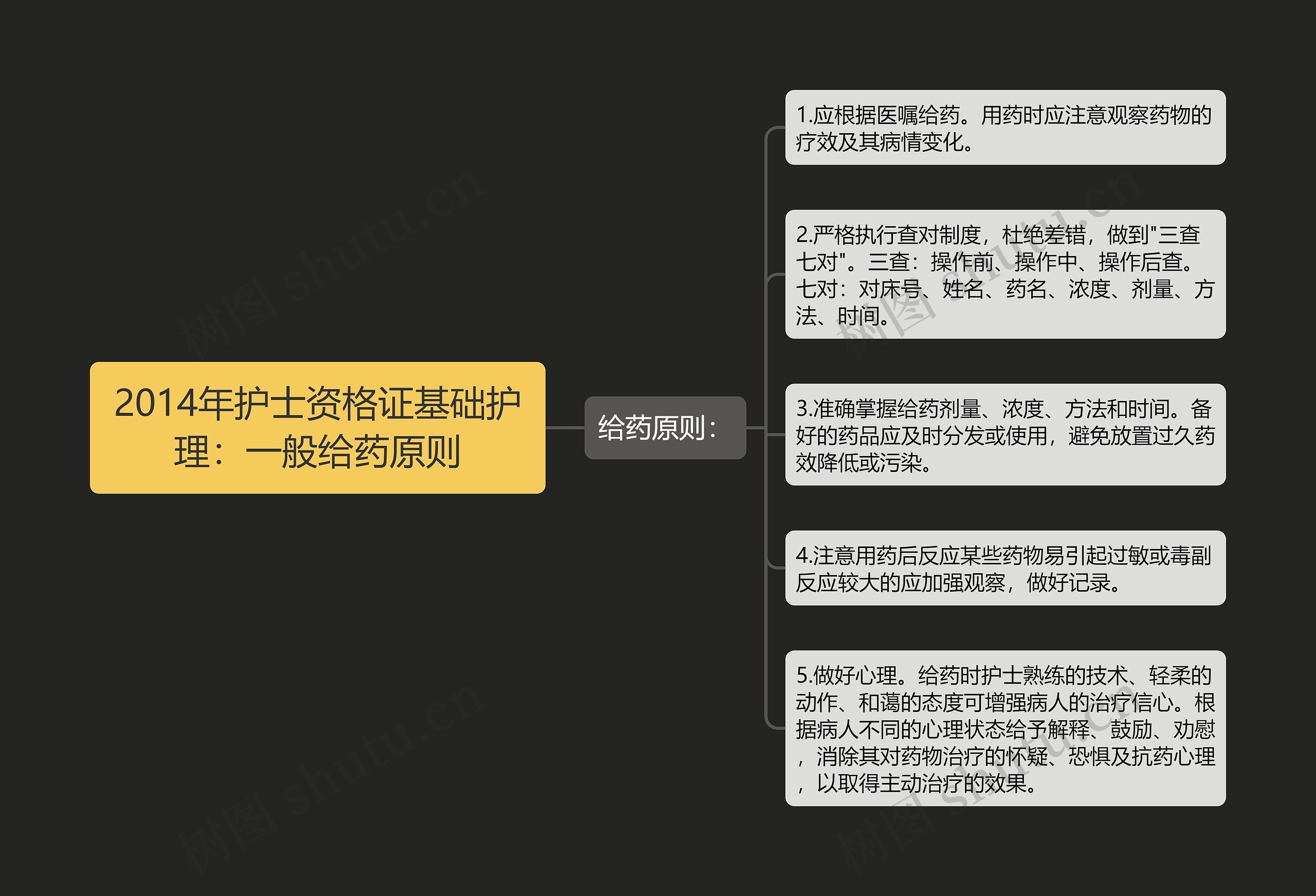 2014年护士资格证基础护理：一般给药原则思维导图